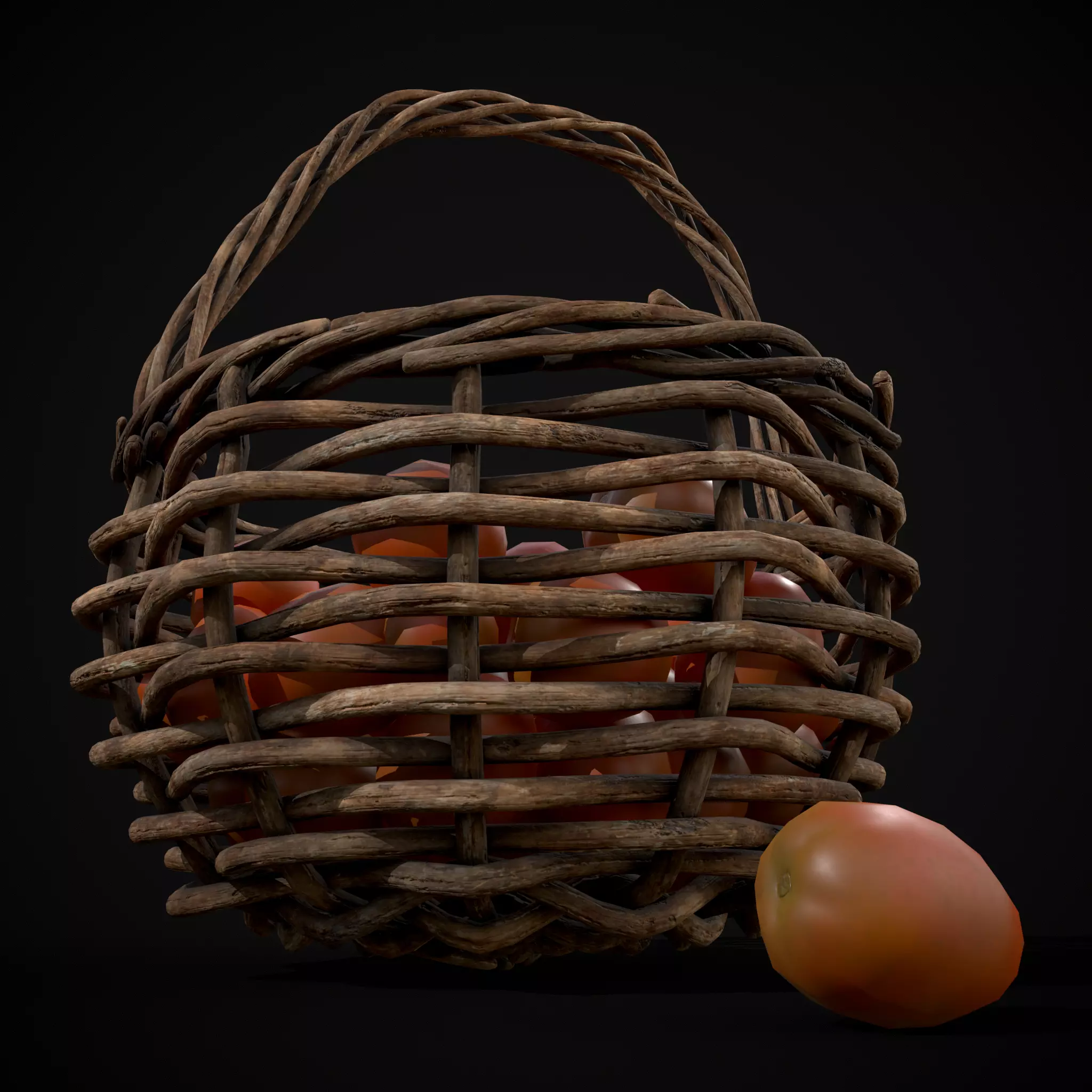 Basket of Tomatoes Low-poly 3D model_9