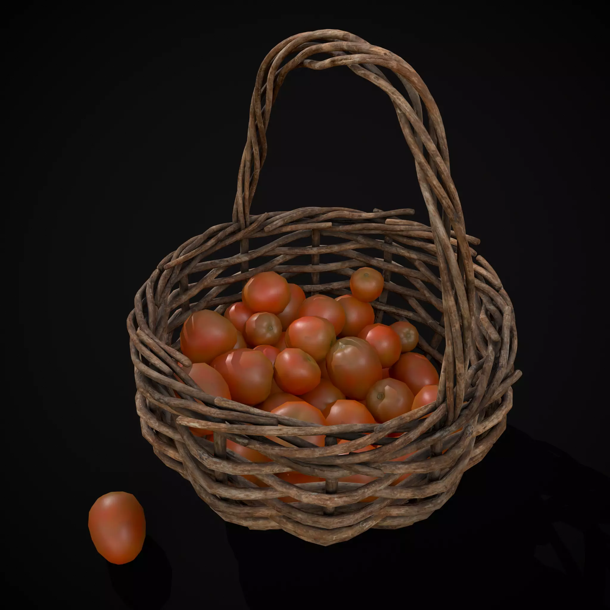 Basket of Tomatoes Low-poly 3D model_5