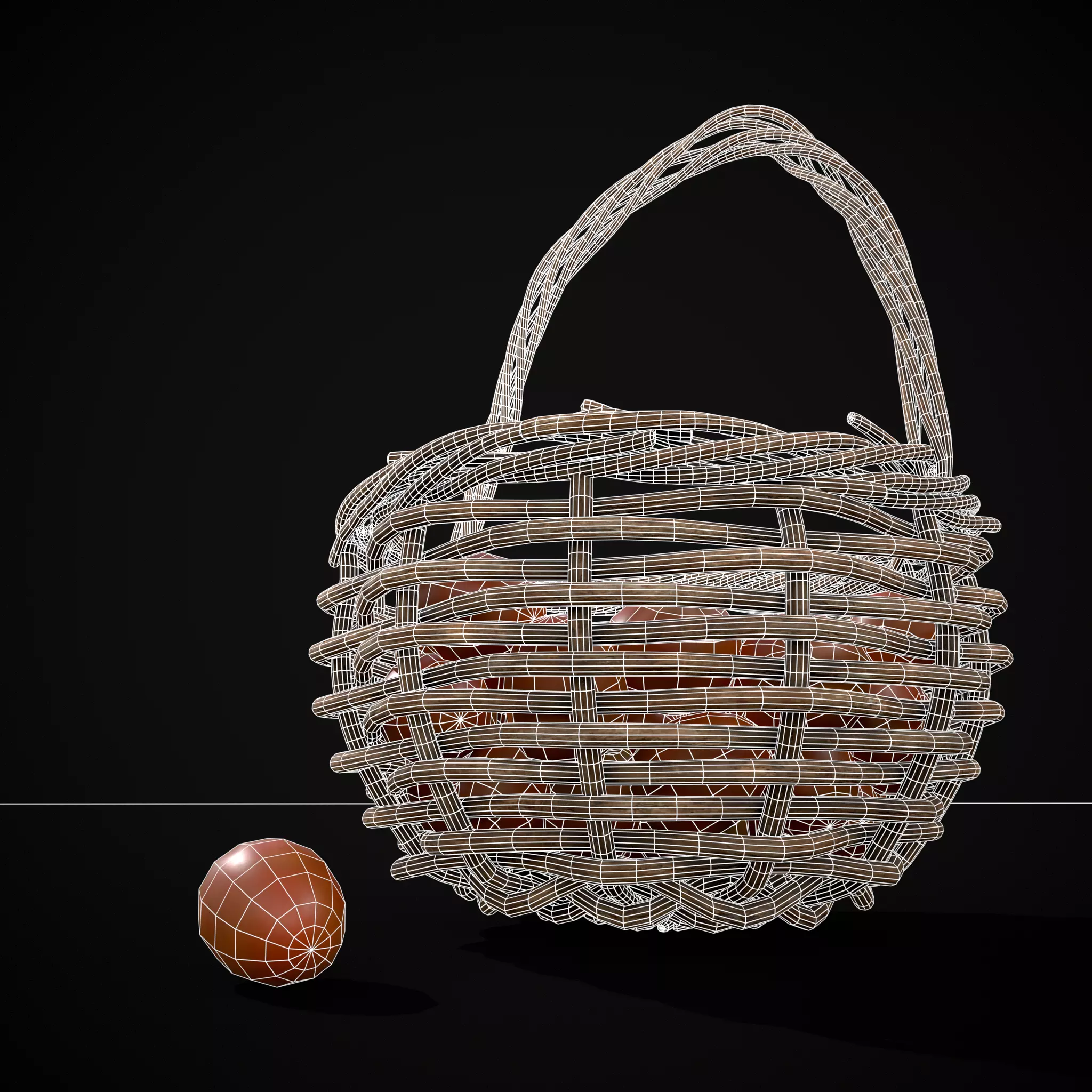 Basket of Tomatoes Low-poly 3D model_14