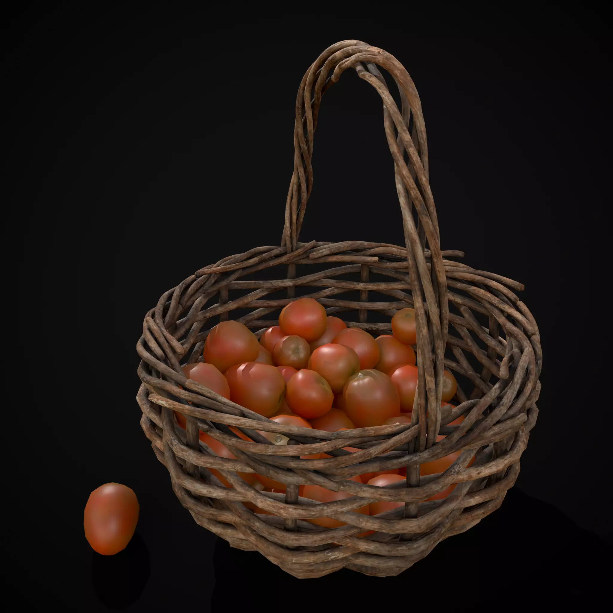 Basket of Tomatoes Low-poly 3D model_15