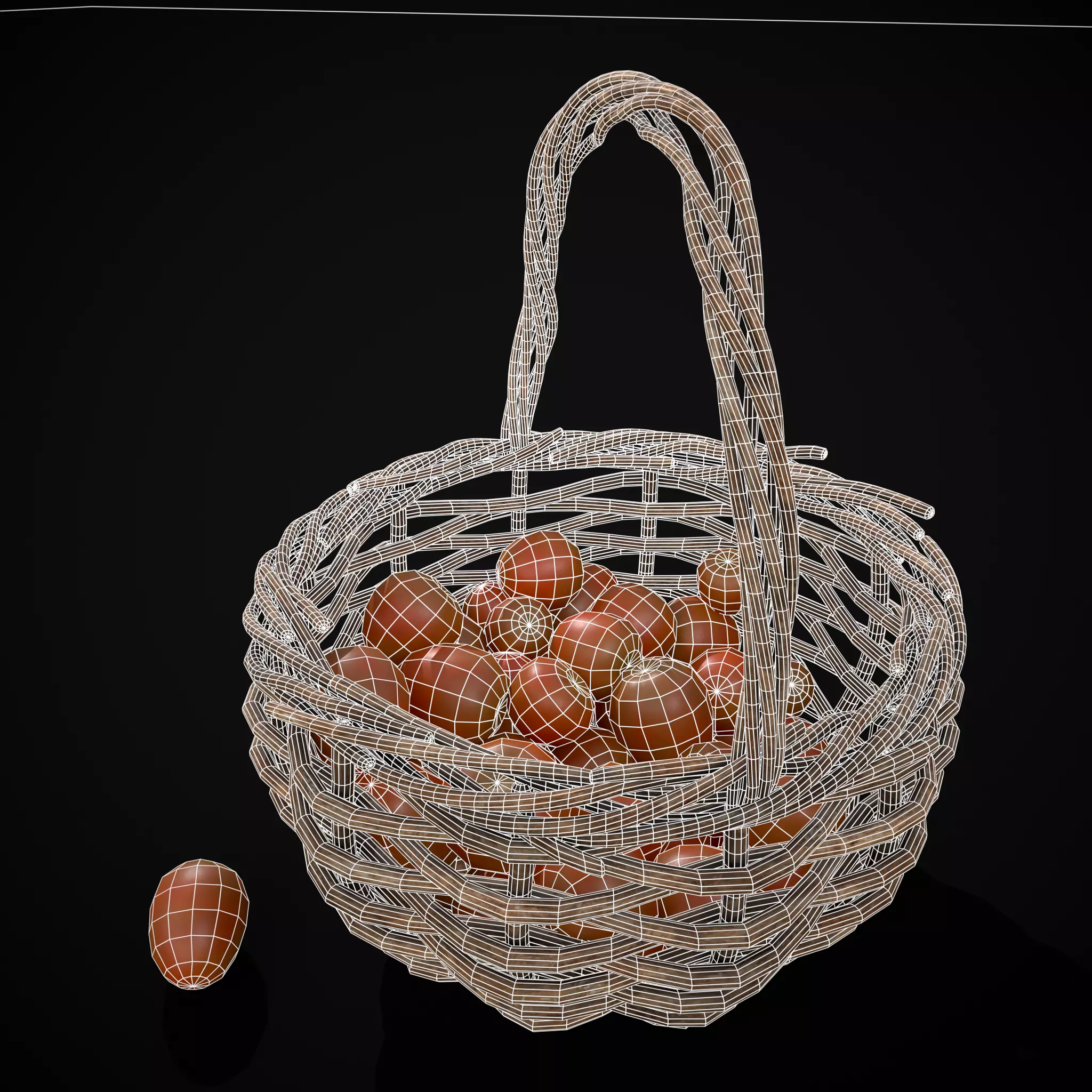 Basket of Tomatoes Low-poly 3D model_16