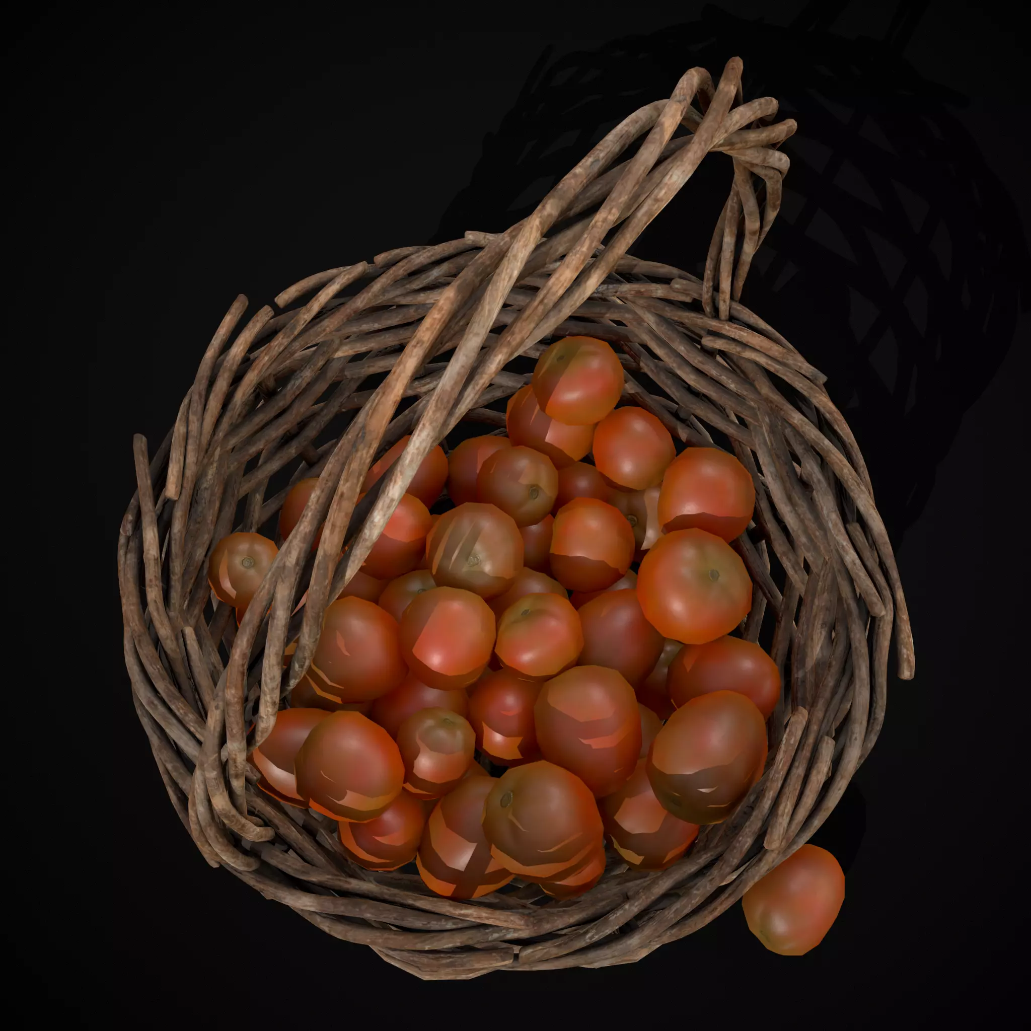 Basket of Tomatoes Low-poly 3D model_11