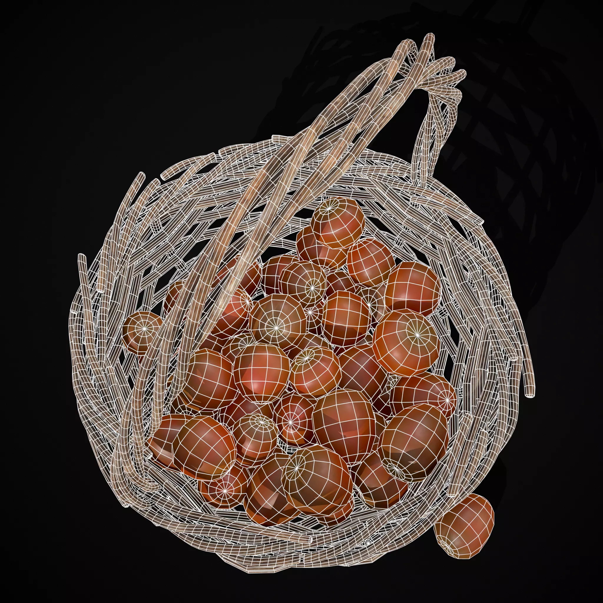 Basket of Tomatoes Low-poly 3D model_12