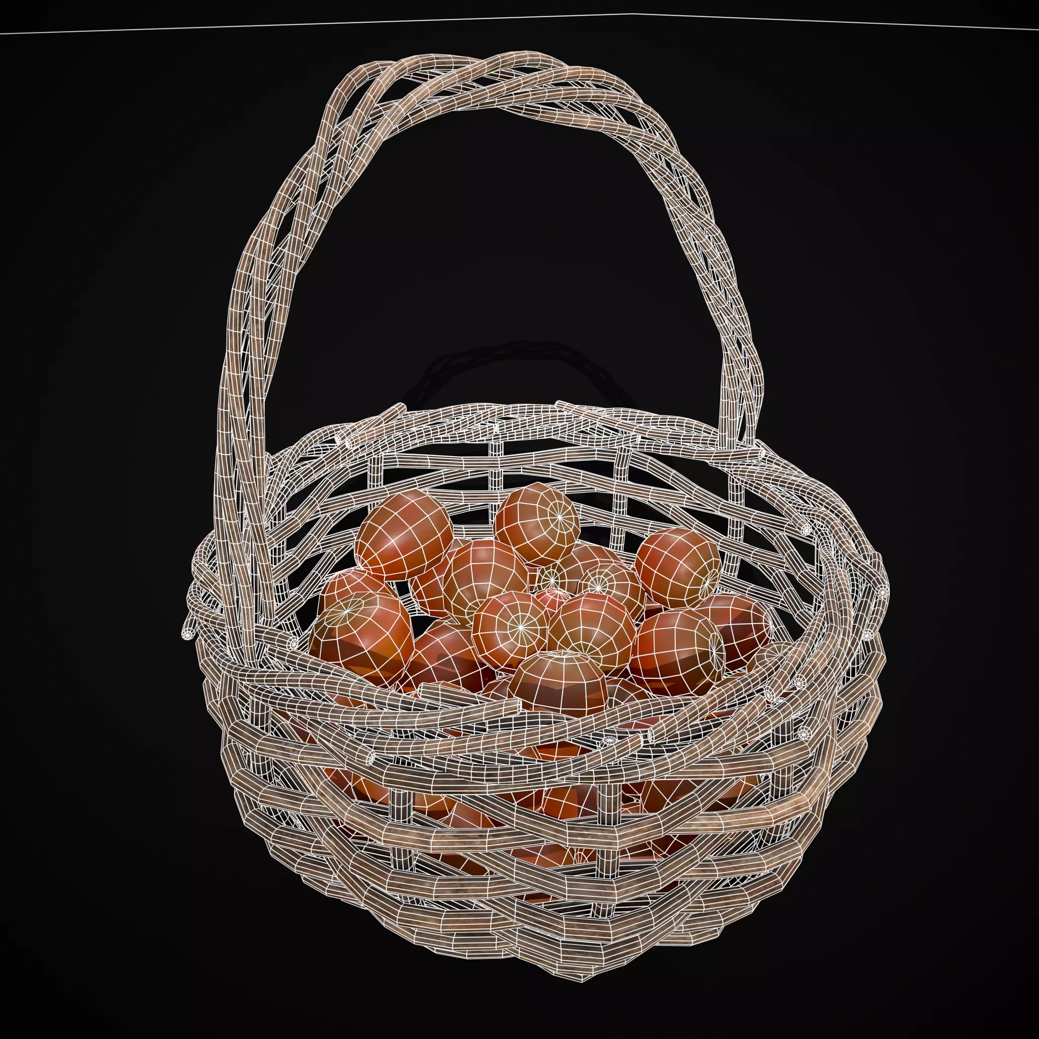 Basket of Tomatoes Low-poly 3D model_2