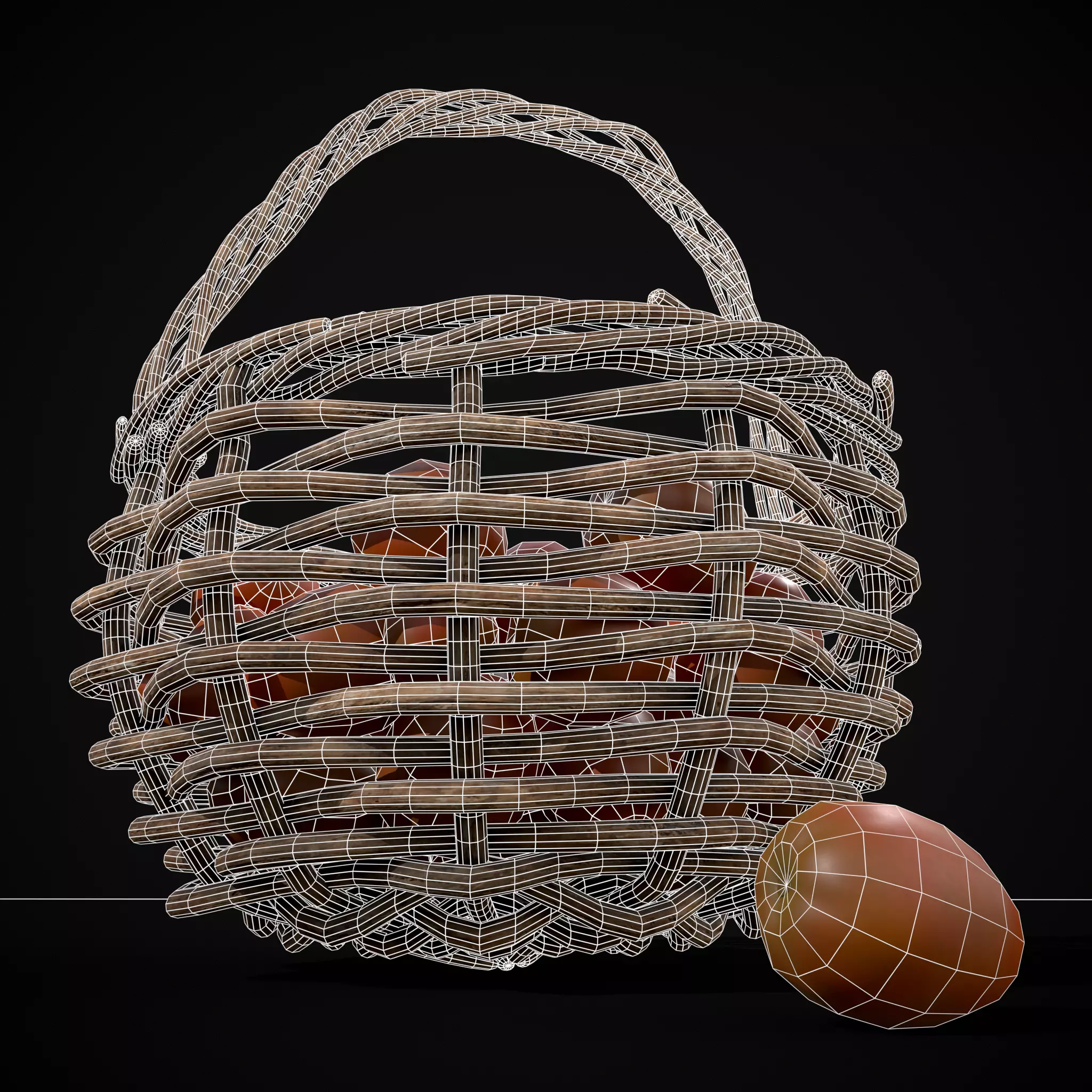 Basket of Tomatoes Low-poly 3D model_10