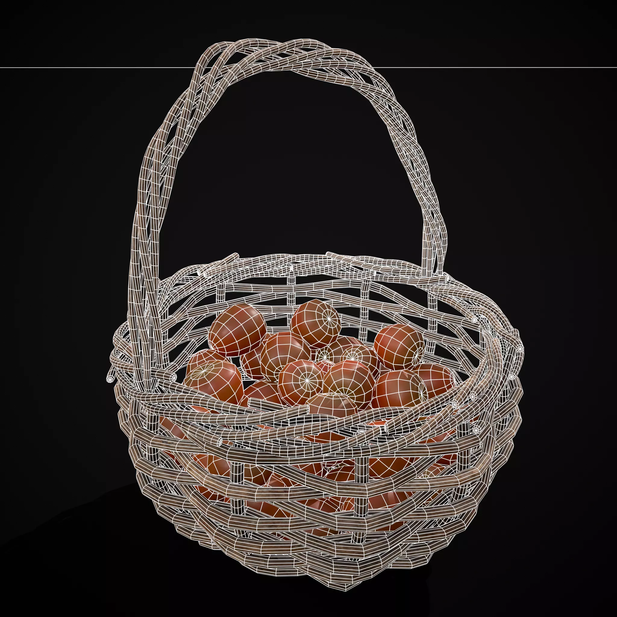 Basket of Tomatoes Low-poly 3D model_20