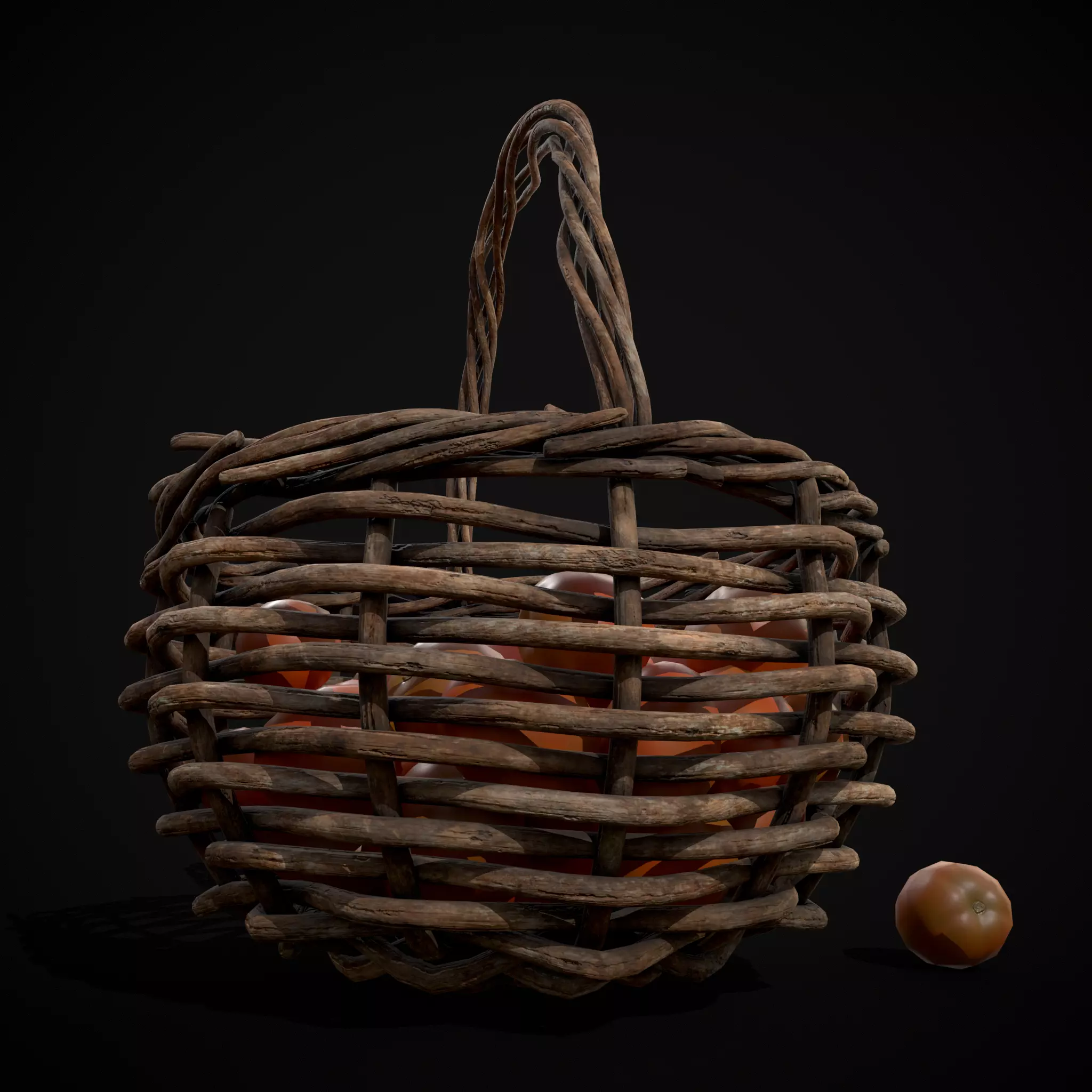 Basket of Tomatoes Low-poly 3D model_7