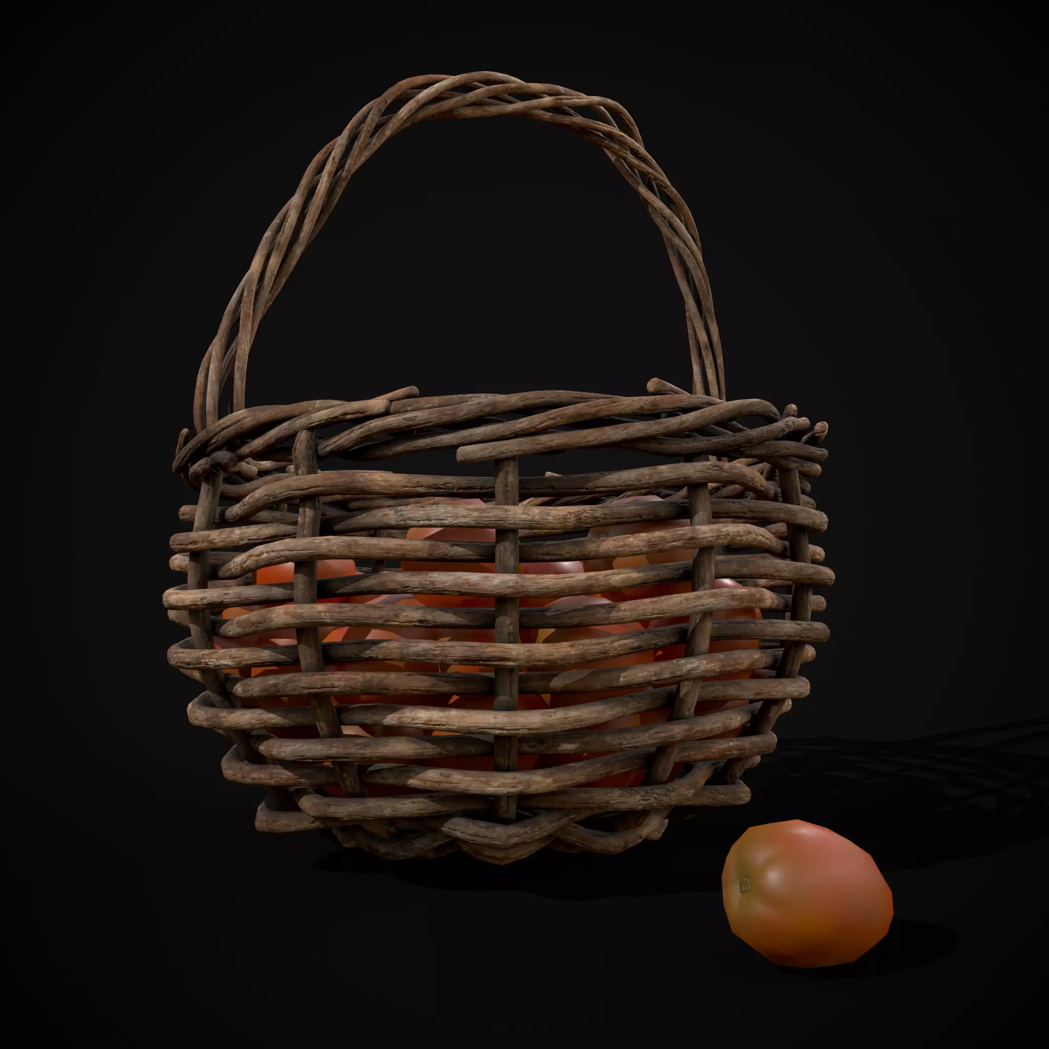 Basket of Tomatoes Low-poly 3D model_3