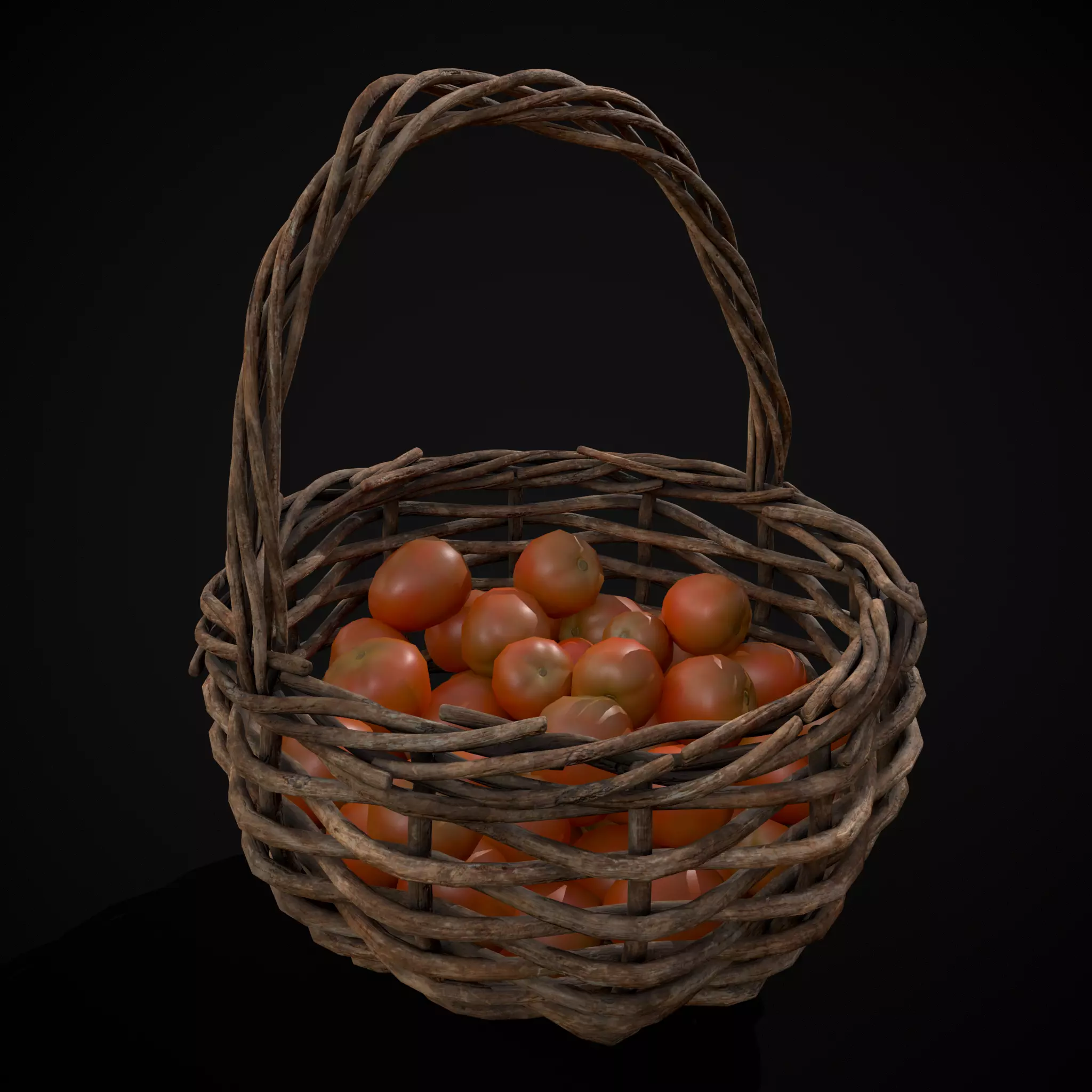 Basket of Tomatoes Low-poly 3D model_19