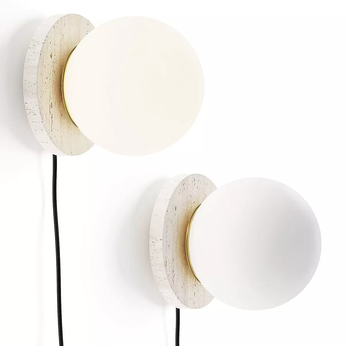 Malachi Glass and Travertine Wall Lamp 3D model_1