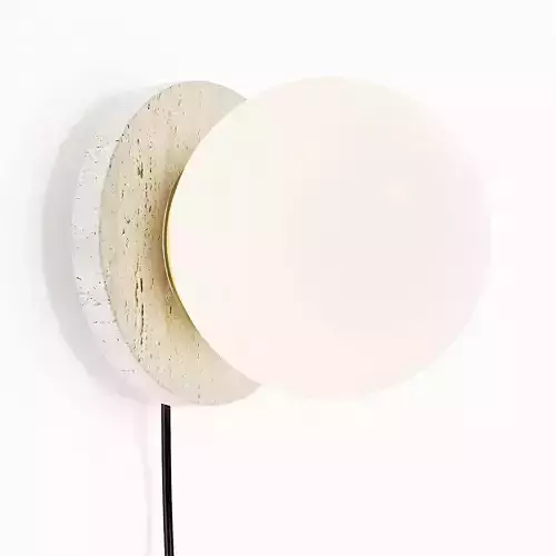 Malachi Glass and Travertine Wall Lamp