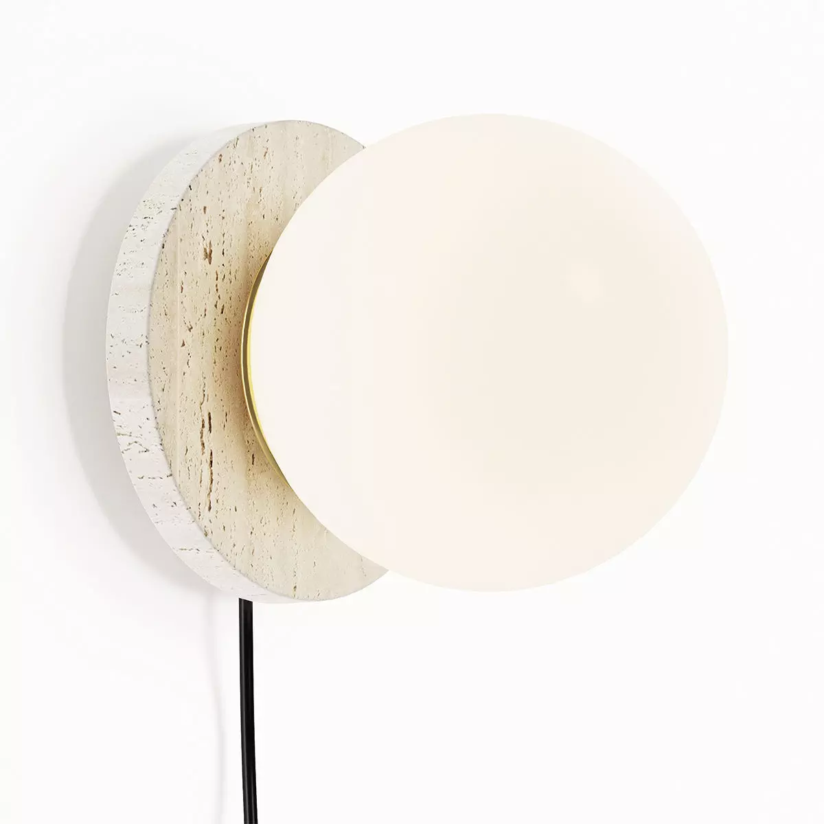 Malachi Glass and Travertine Wall Lamp 3D model_0