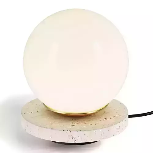 Malachi Table lamp in frosted glass and travertine