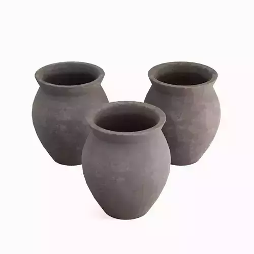 Pottery Cup Set Low-poly 3D model