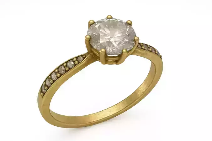 Gold Ring with Diamond-3D ModelHigh