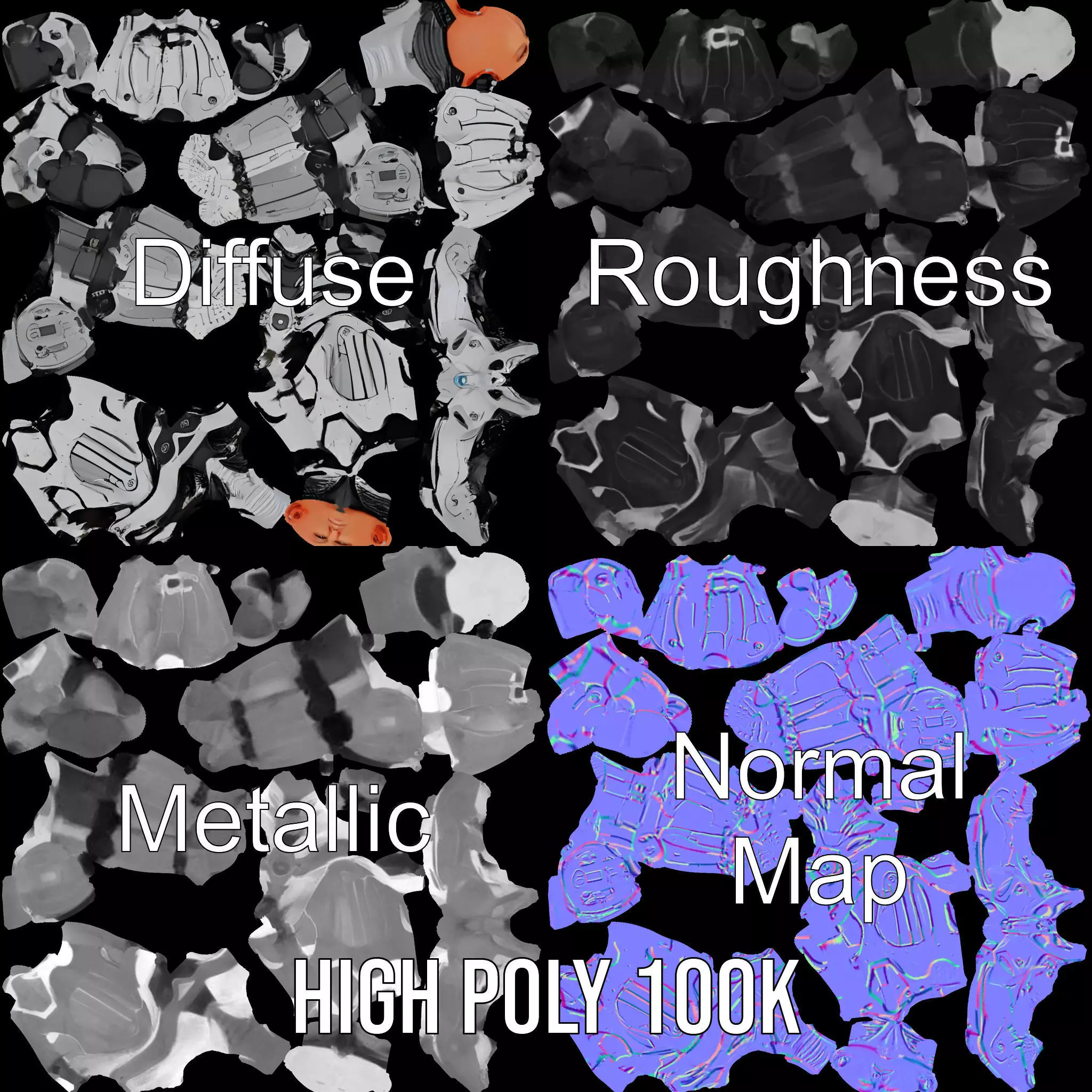 Futuristic Silver Cyborg model pack Low-poly 3D model_3