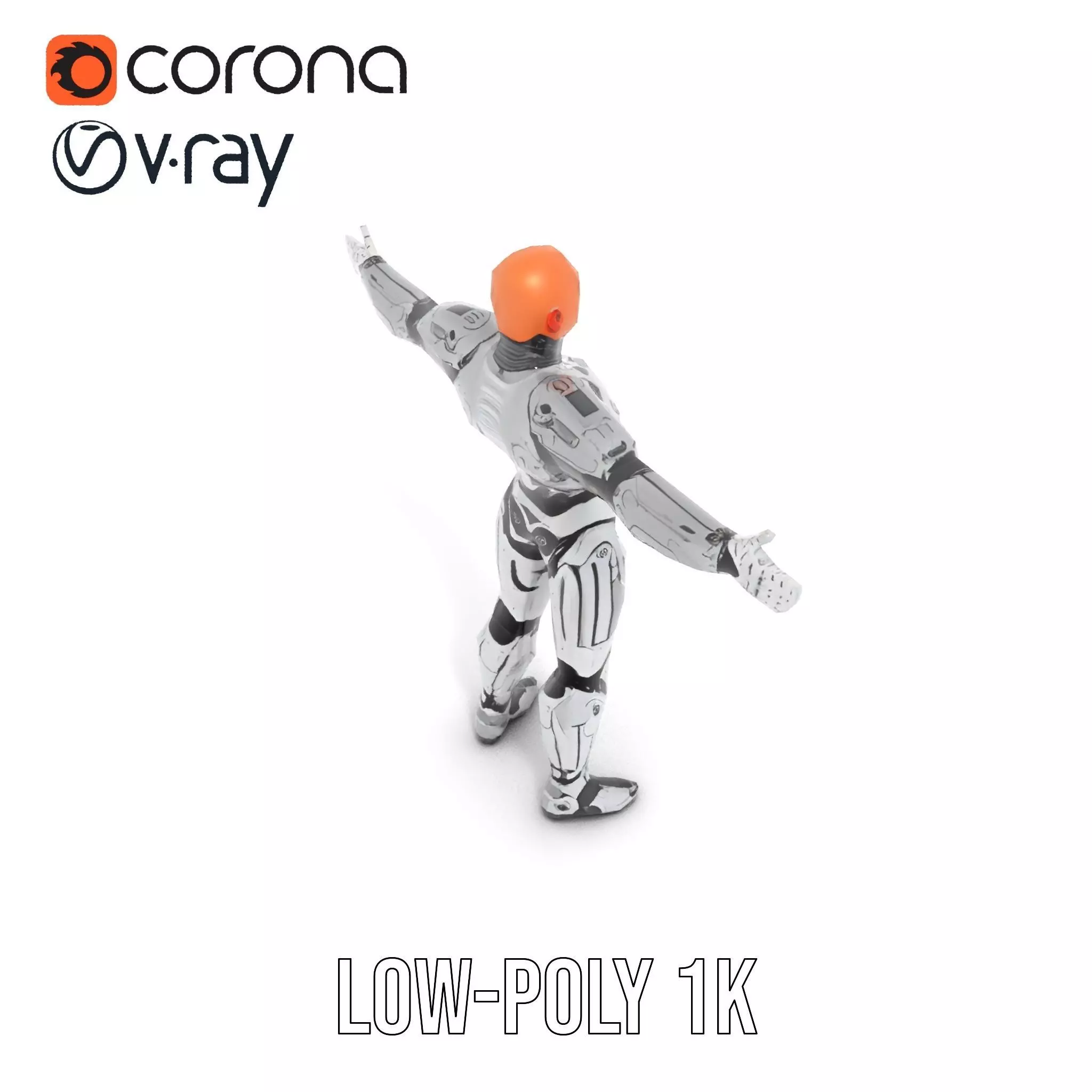 Futuristic Silver Cyborg model pack Low-poly 3D model_14