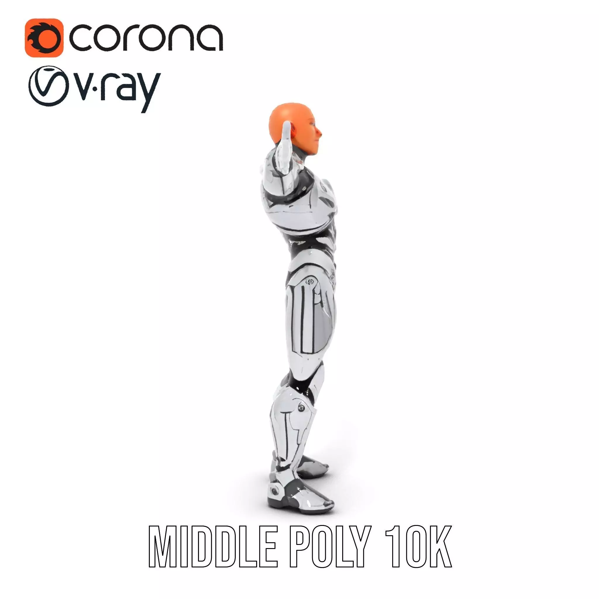 Futuristic Silver Cyborg model pack Low-poly 3D model_21