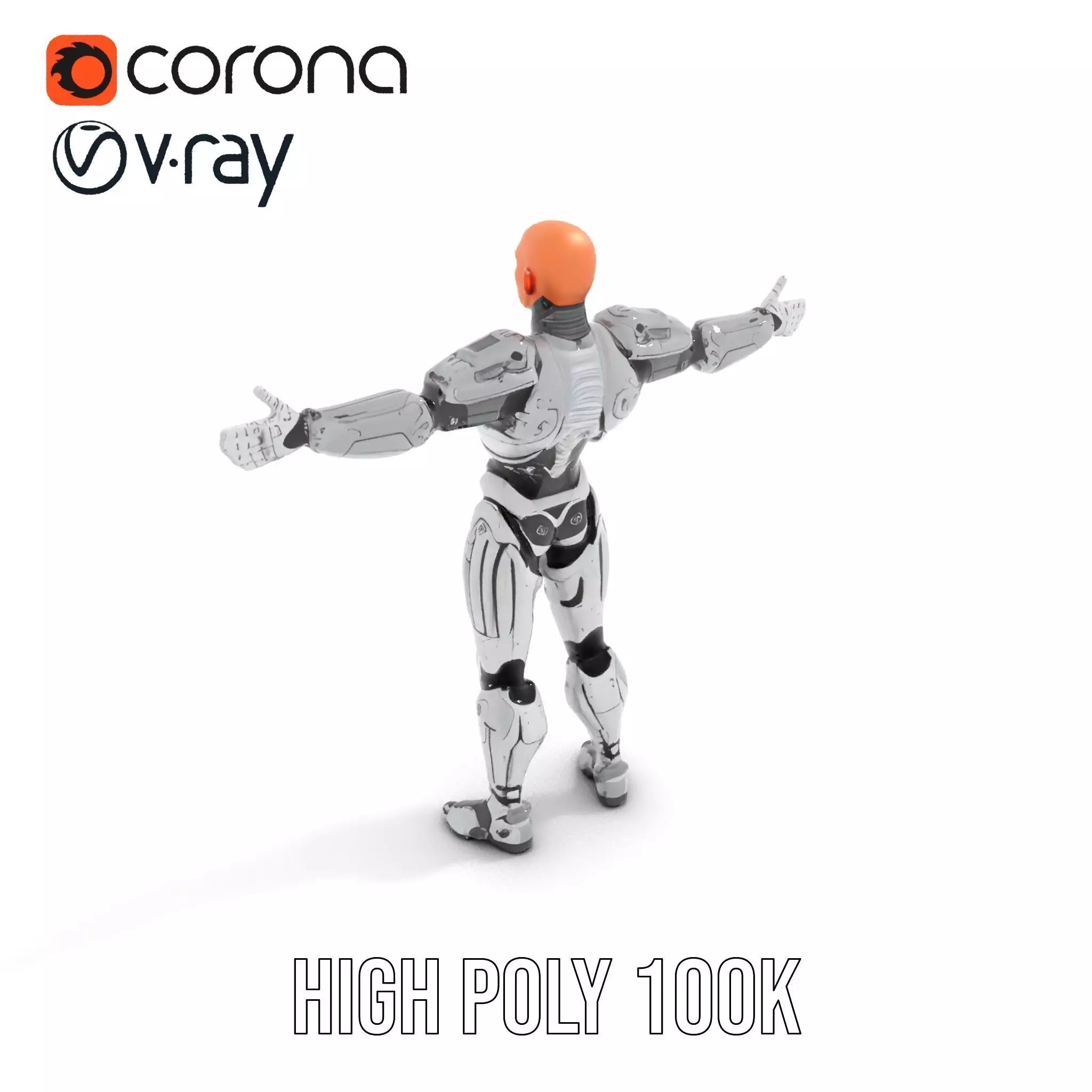 Futuristic Silver Cyborg model pack Low-poly 3D model_12