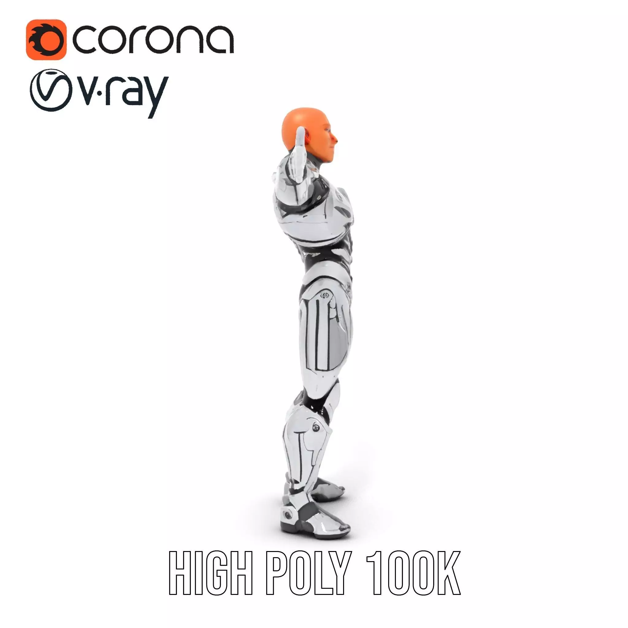 Futuristic Silver Cyborg model pack Low-poly 3D model_20