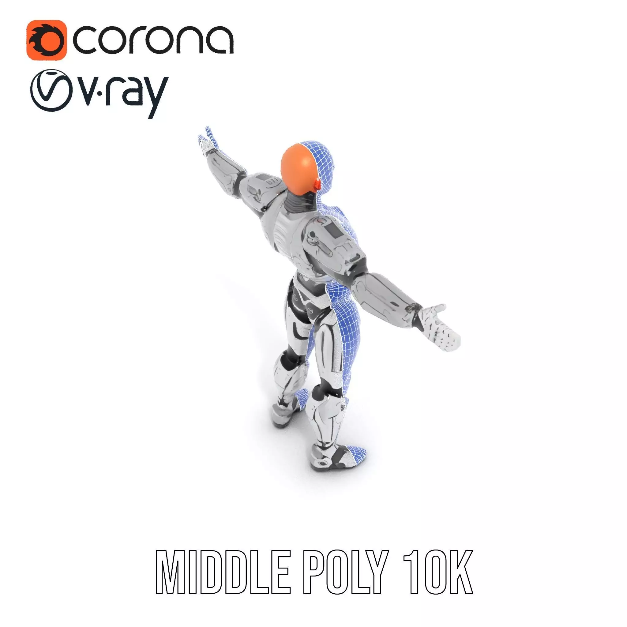 Futuristic Silver Cyborg model pack Low-poly 3D model_10