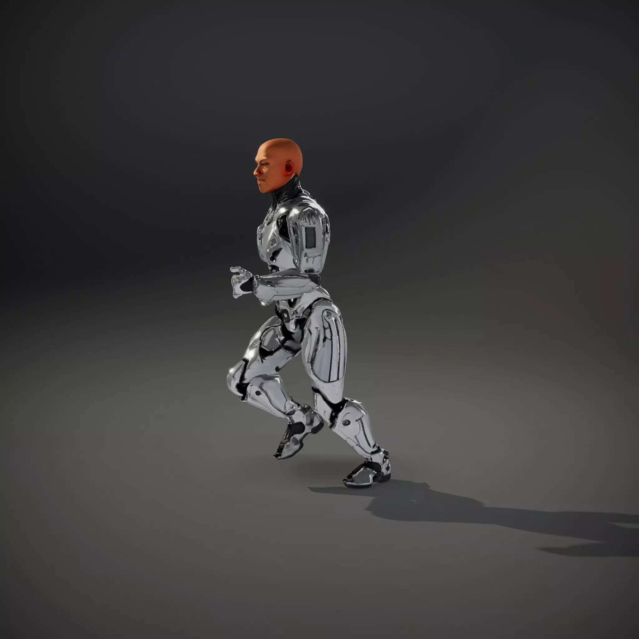 Futuristic Silver Cyborg model pack Low-poly 3D model_34