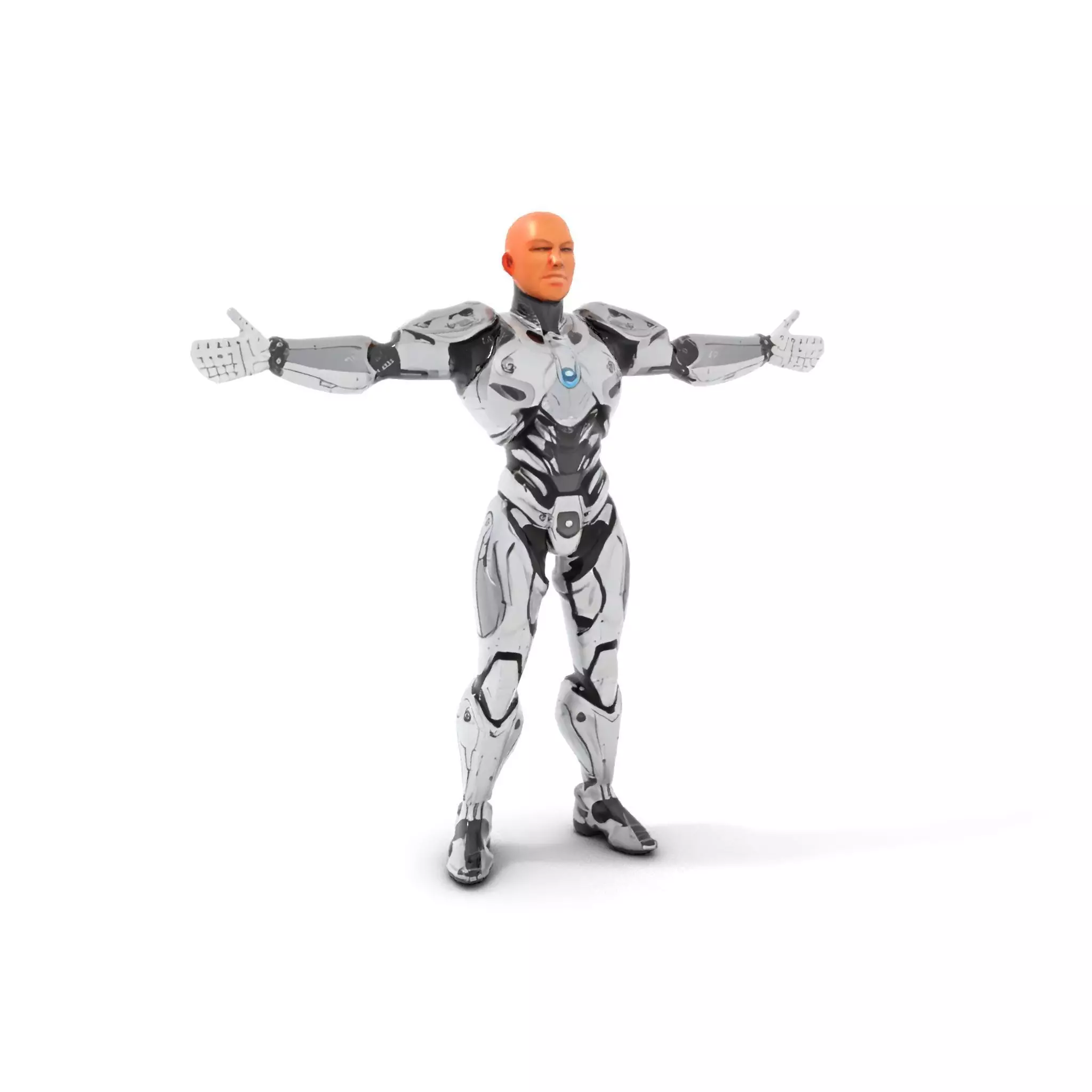 Futuristic Silver Cyborg model pack Low-poly 3D model_5