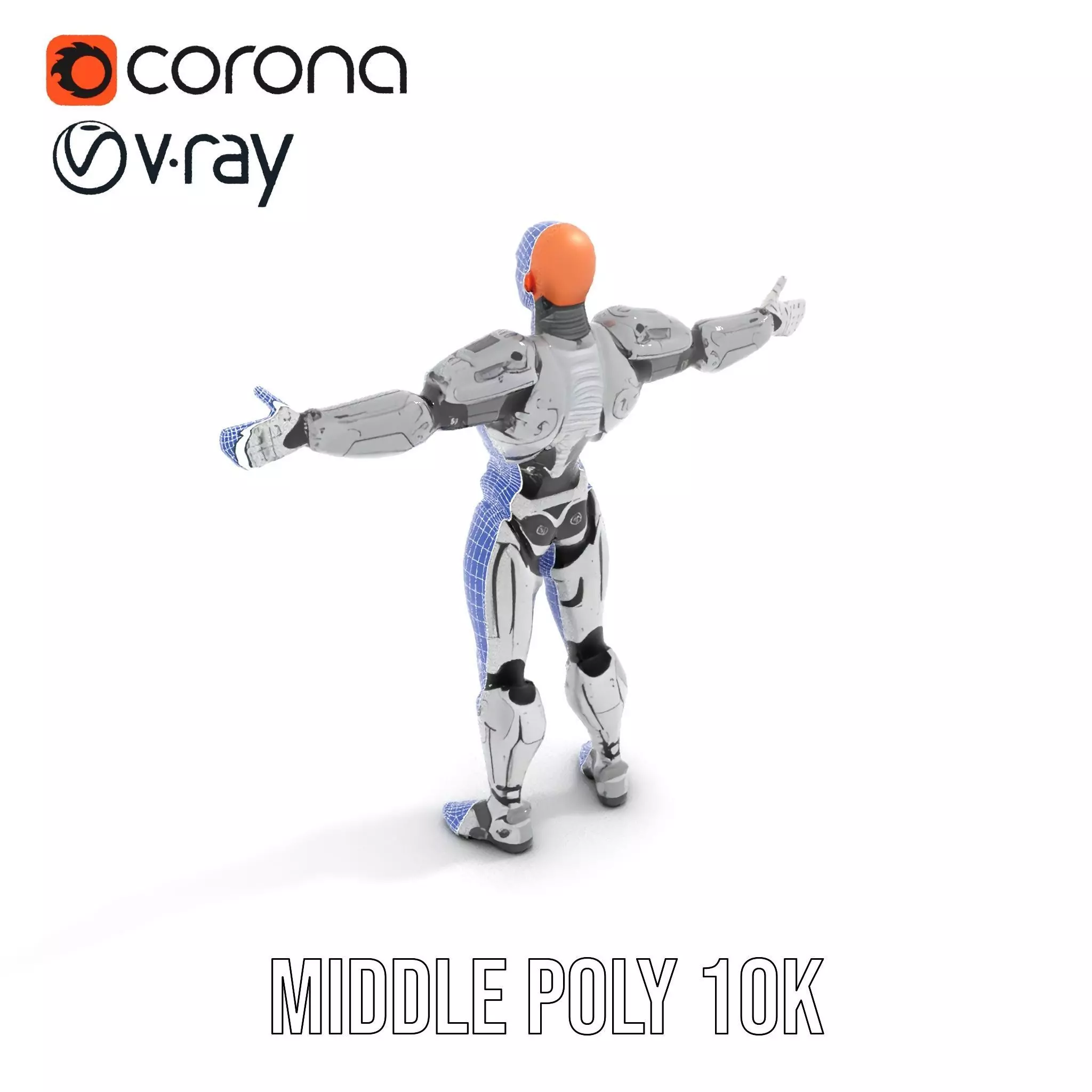 Futuristic Silver Cyborg model pack Low-poly 3D model_16