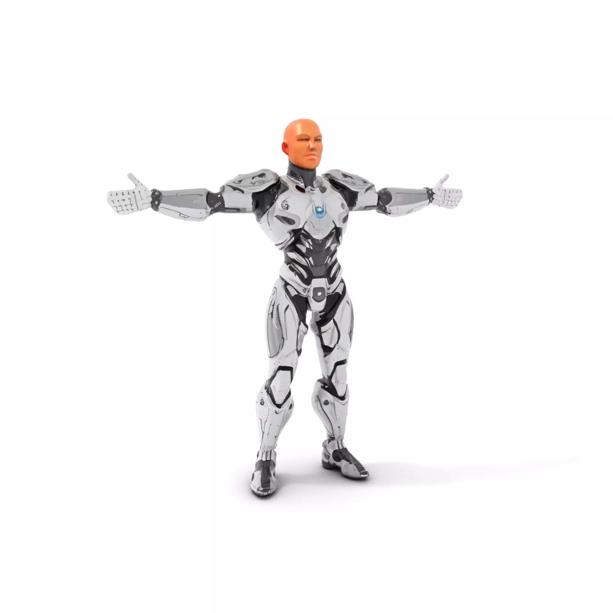 Futuristic Silver Cyborg model pack Low-poly 3D model_0