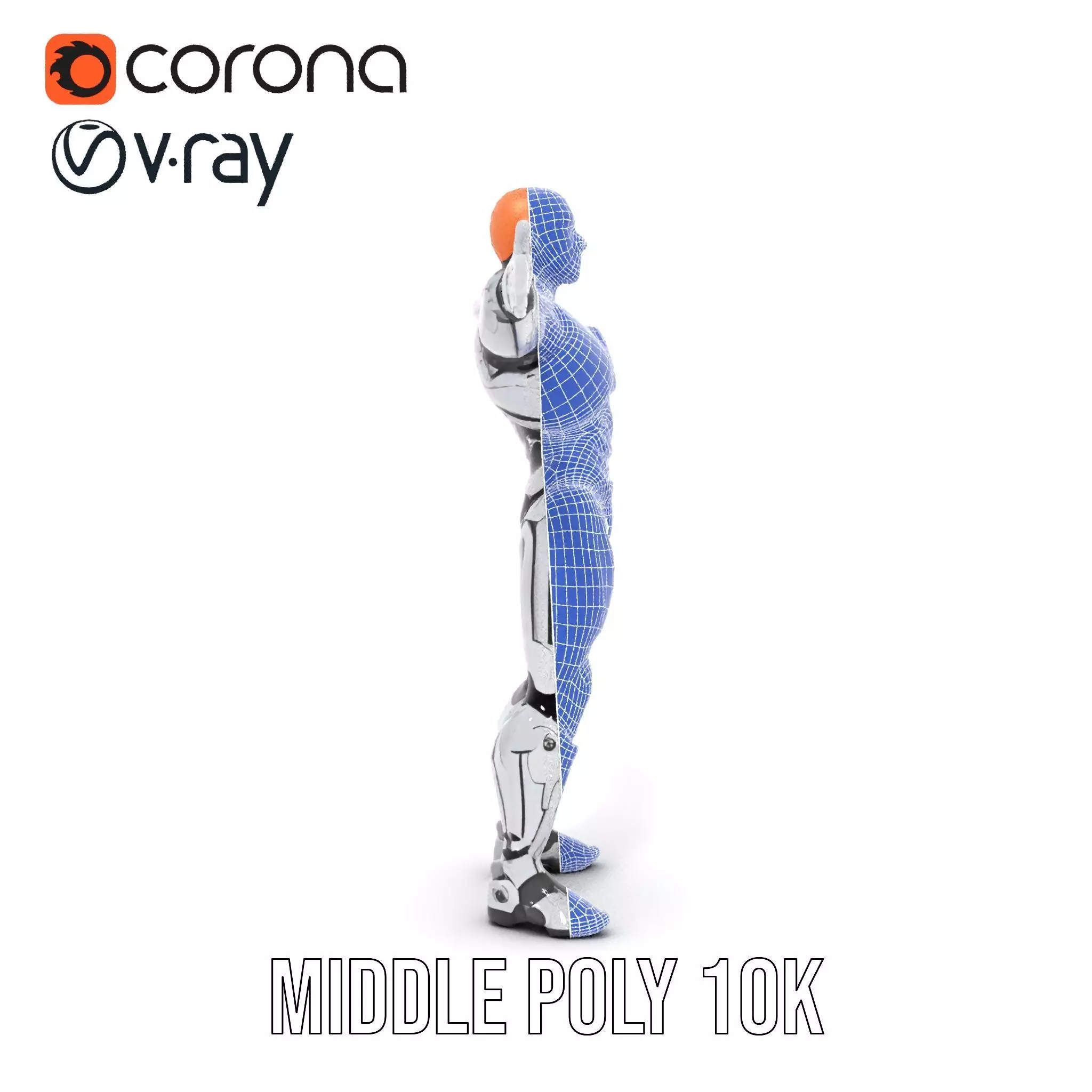 Futuristic Silver Cyborg model pack Low-poly 3D model_18