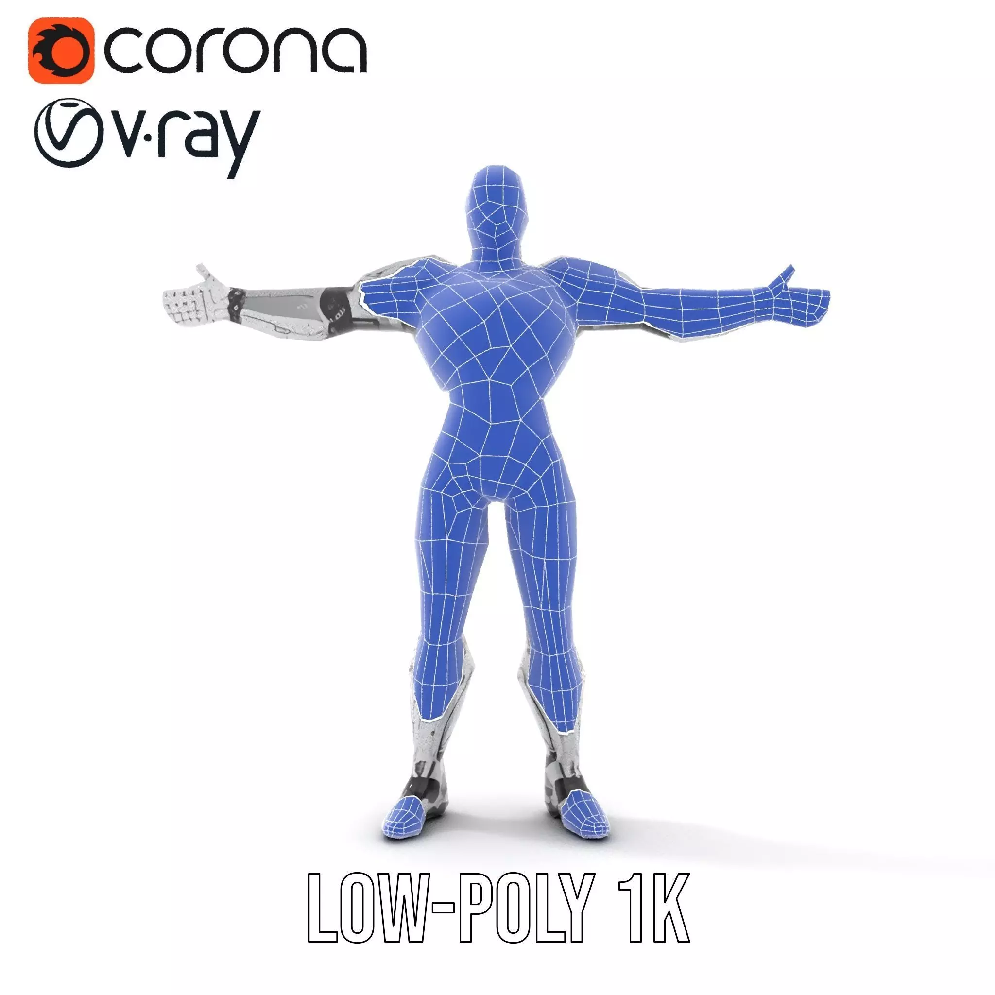 Futuristic Silver Cyborg model pack Low-poly 3D model_25