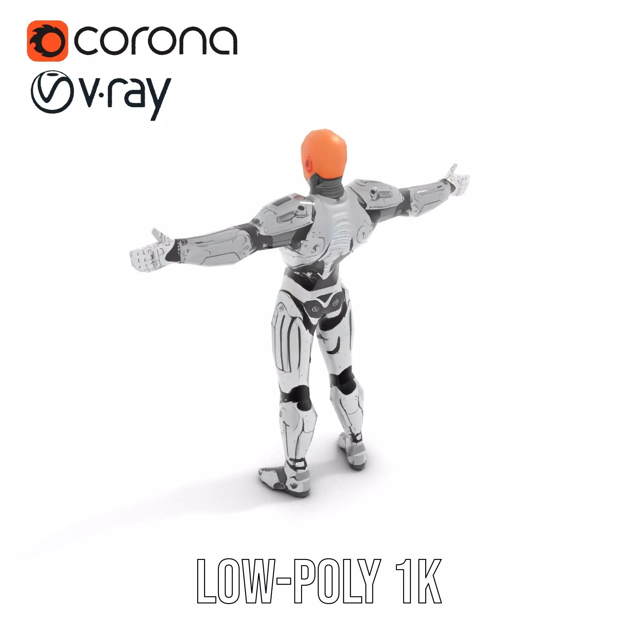 Futuristic Silver Cyborg model pack Low-poly 3D model_7