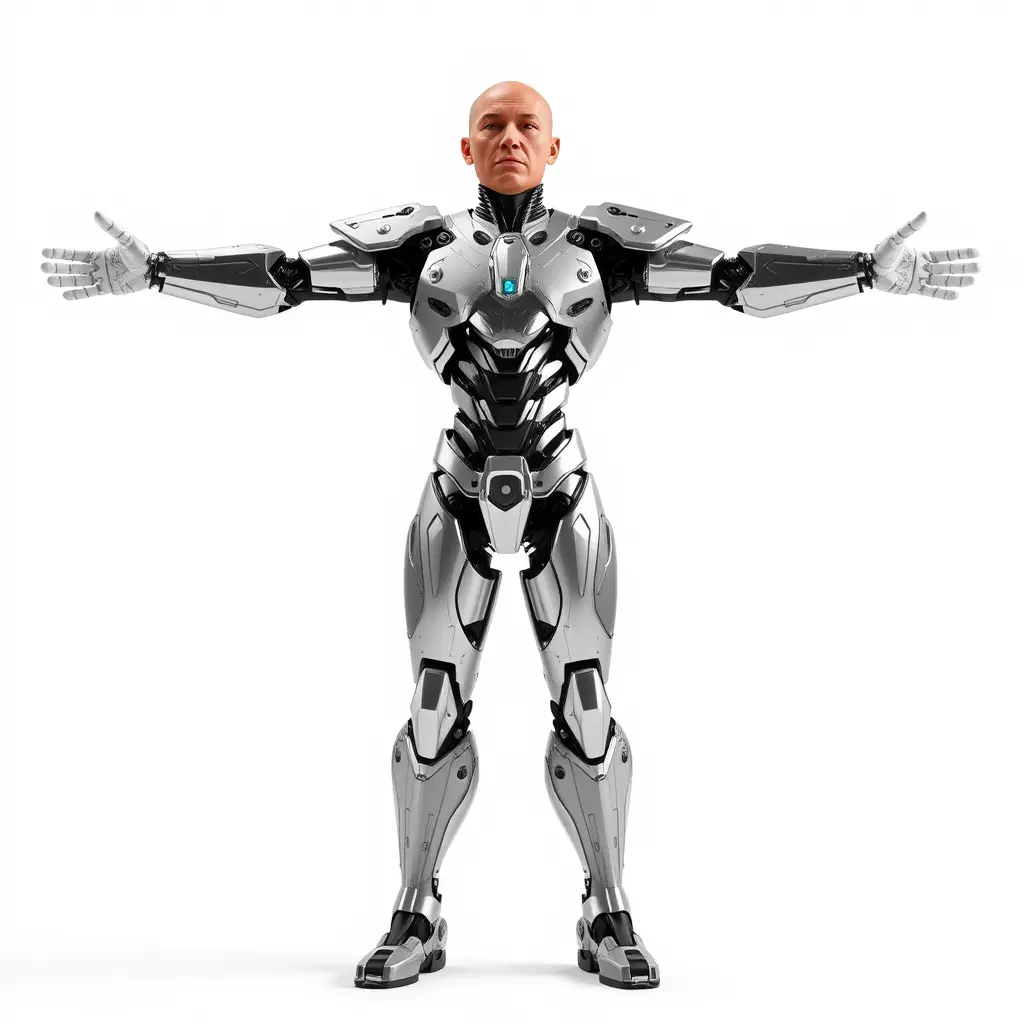 Futuristic Silver Cyborg model pack Low-poly 3D model_2