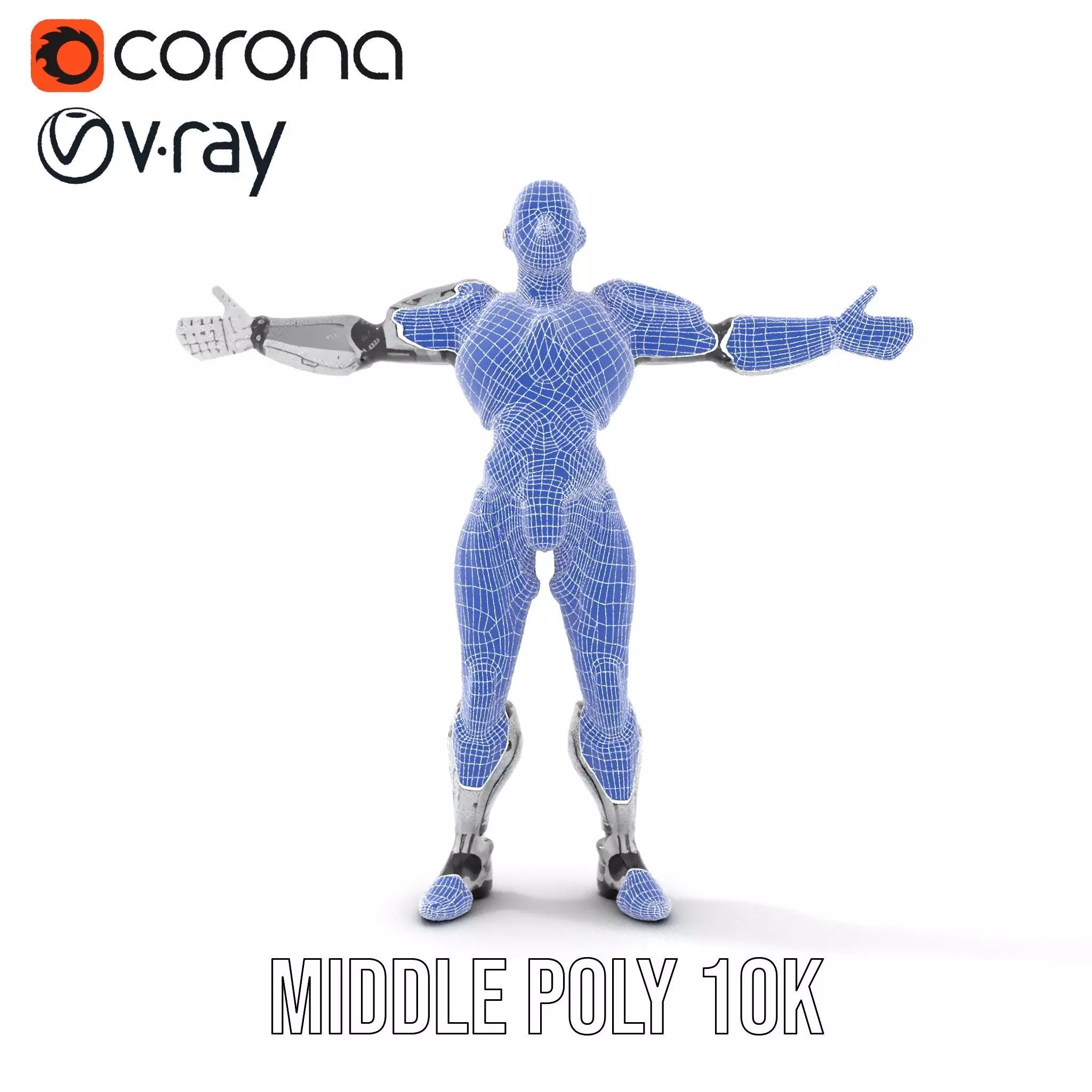 Futuristic Silver Cyborg model pack Low-poly 3D model_27