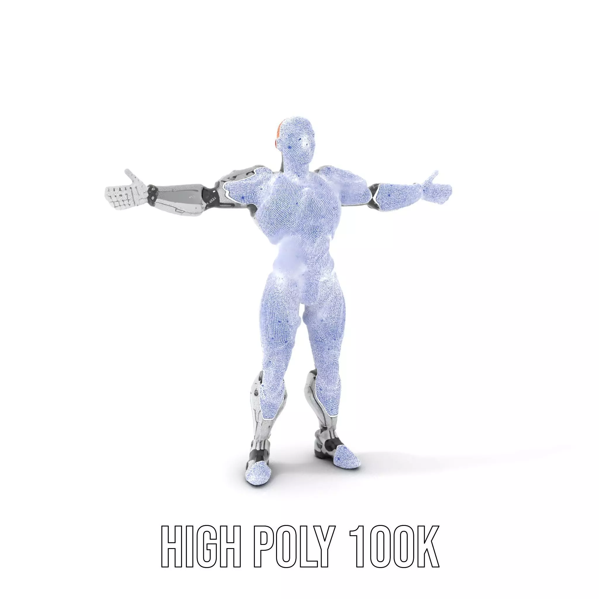Futuristic Silver Cyborg model pack Low-poly 3D model_4