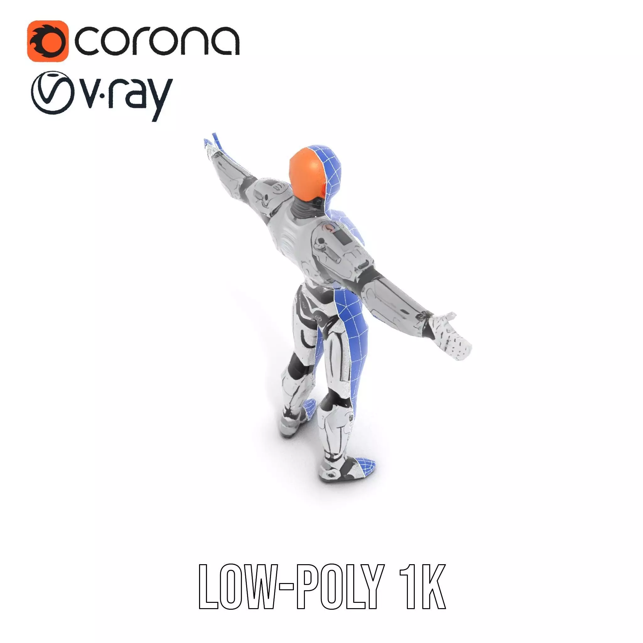 Futuristic Silver Cyborg model pack Low-poly 3D model_28