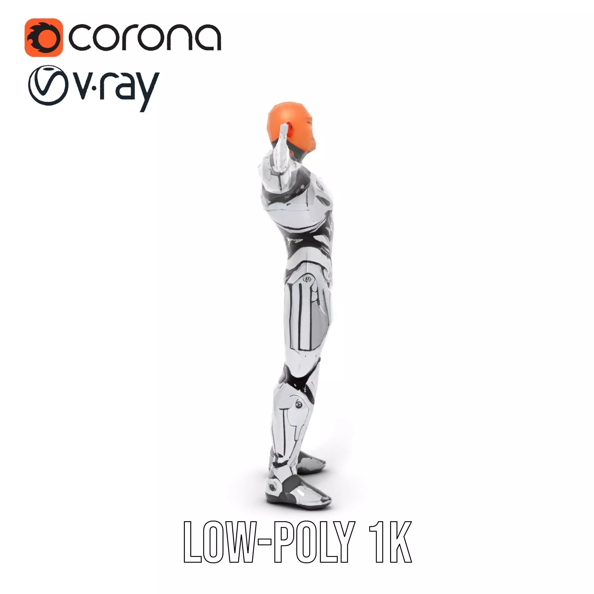 Futuristic Silver Cyborg model pack Low-poly 3D model_19