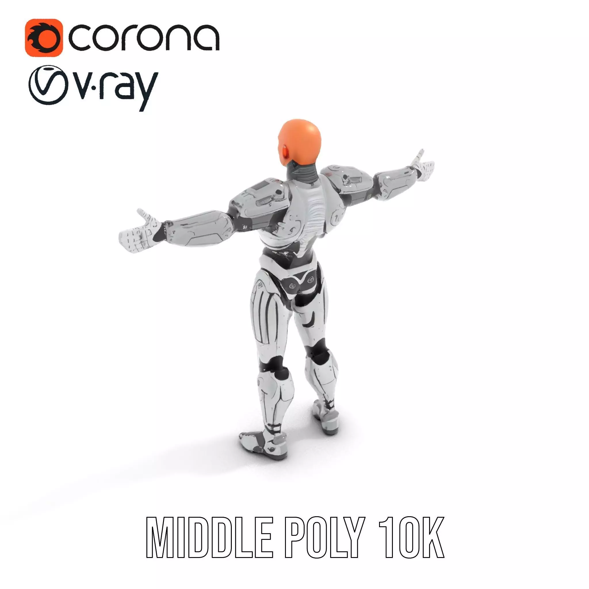 Futuristic Silver Cyborg model pack Low-poly 3D model_6