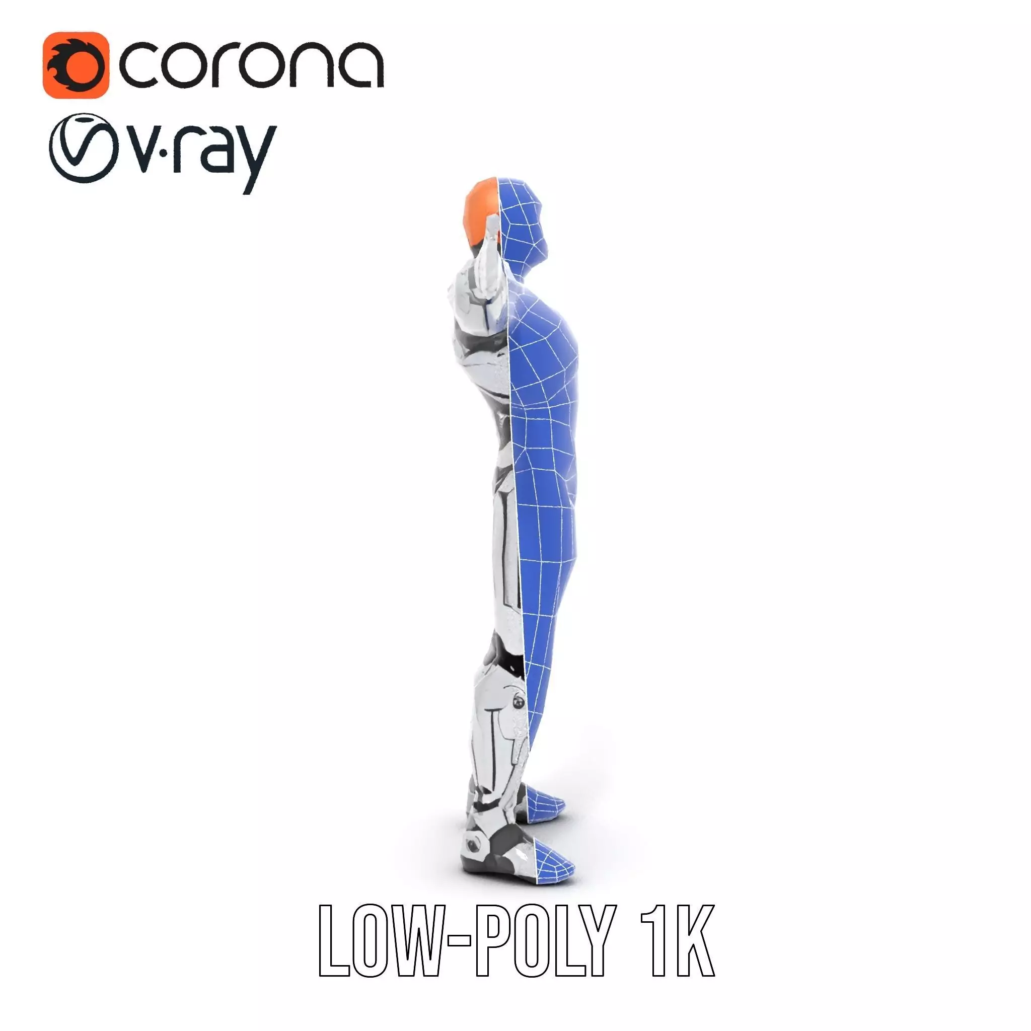 Futuristic Silver Cyborg model pack Low-poly 3D model_30