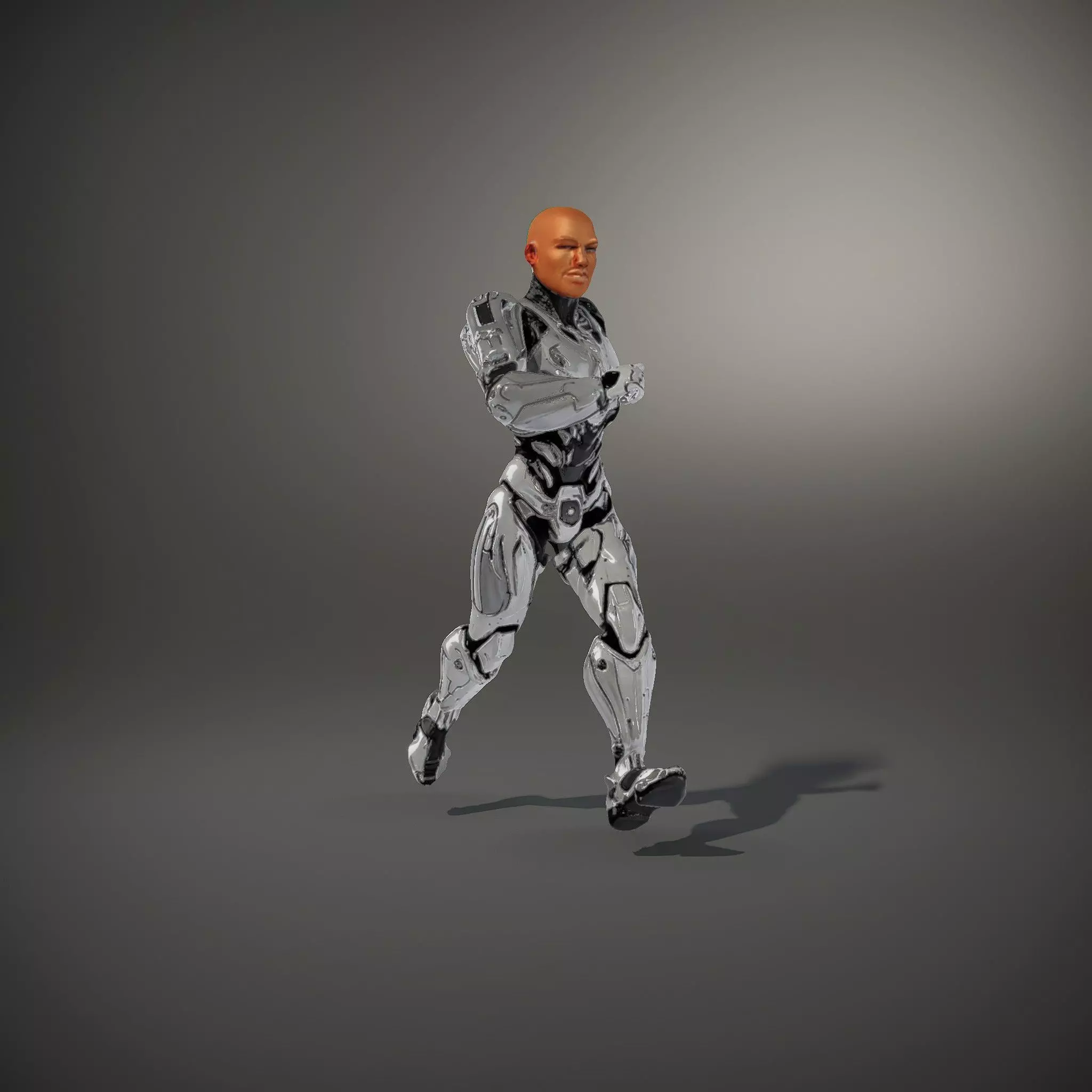Futuristic Silver Cyborg model pack Low-poly 3D model_33