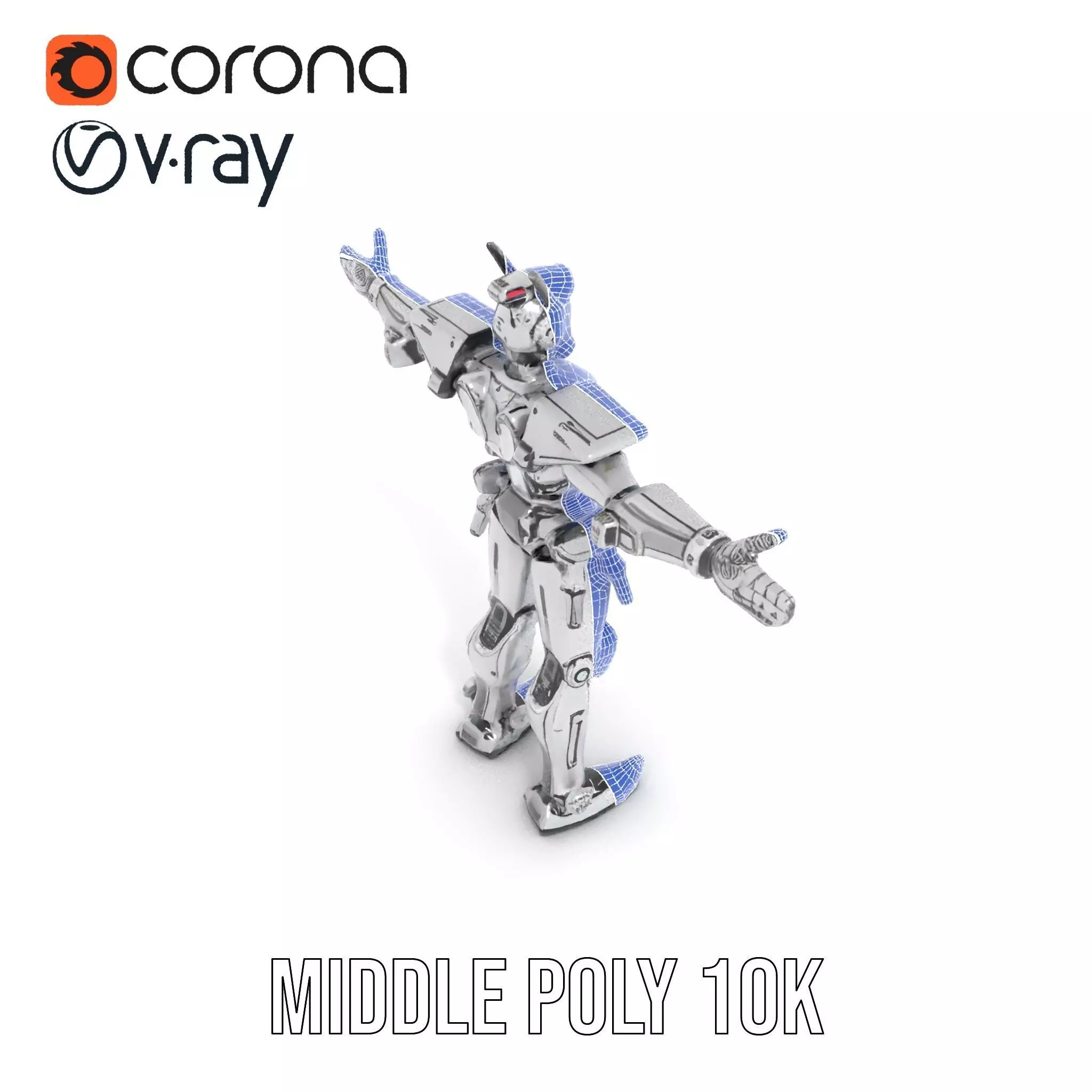 Futuristic Armored Robot model pack Low-poly 3D model_29