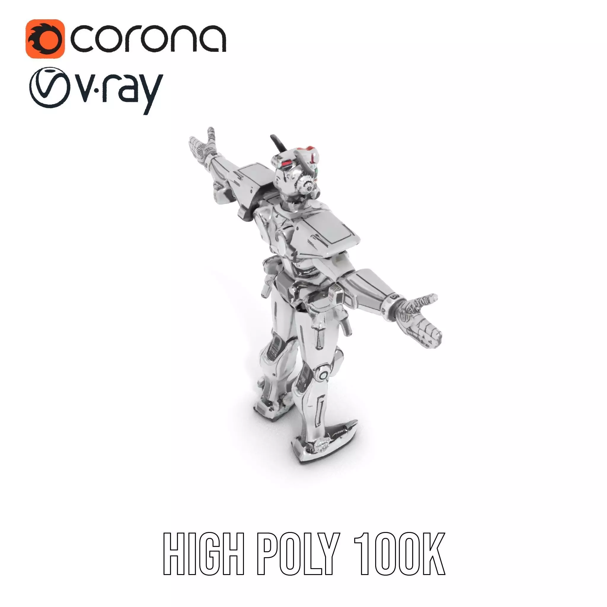 Futuristic Armored Robot model pack Low-poly 3D model_17