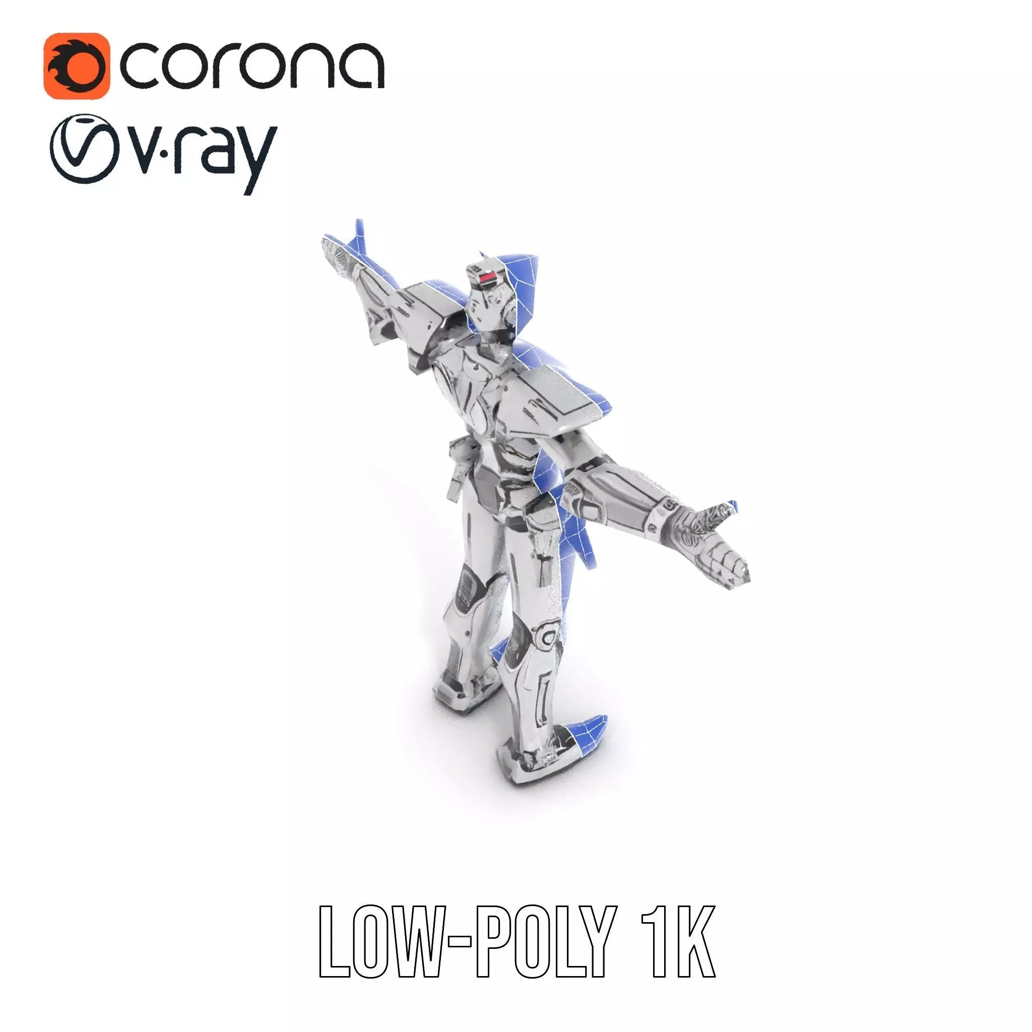 Futuristic Armored Robot model pack Low-poly 3D model_25