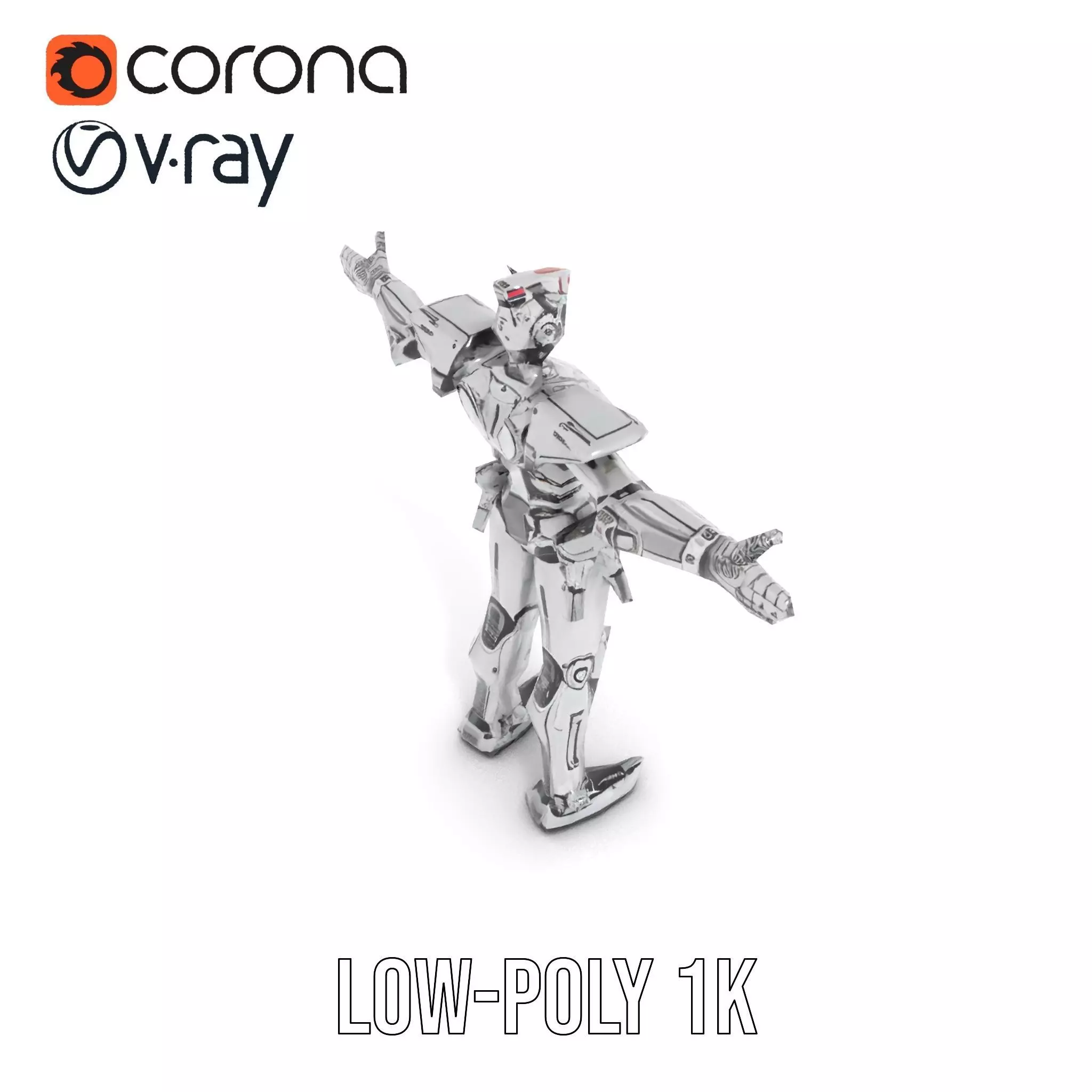 Futuristic Armored Robot model pack Low-poly 3D model_13