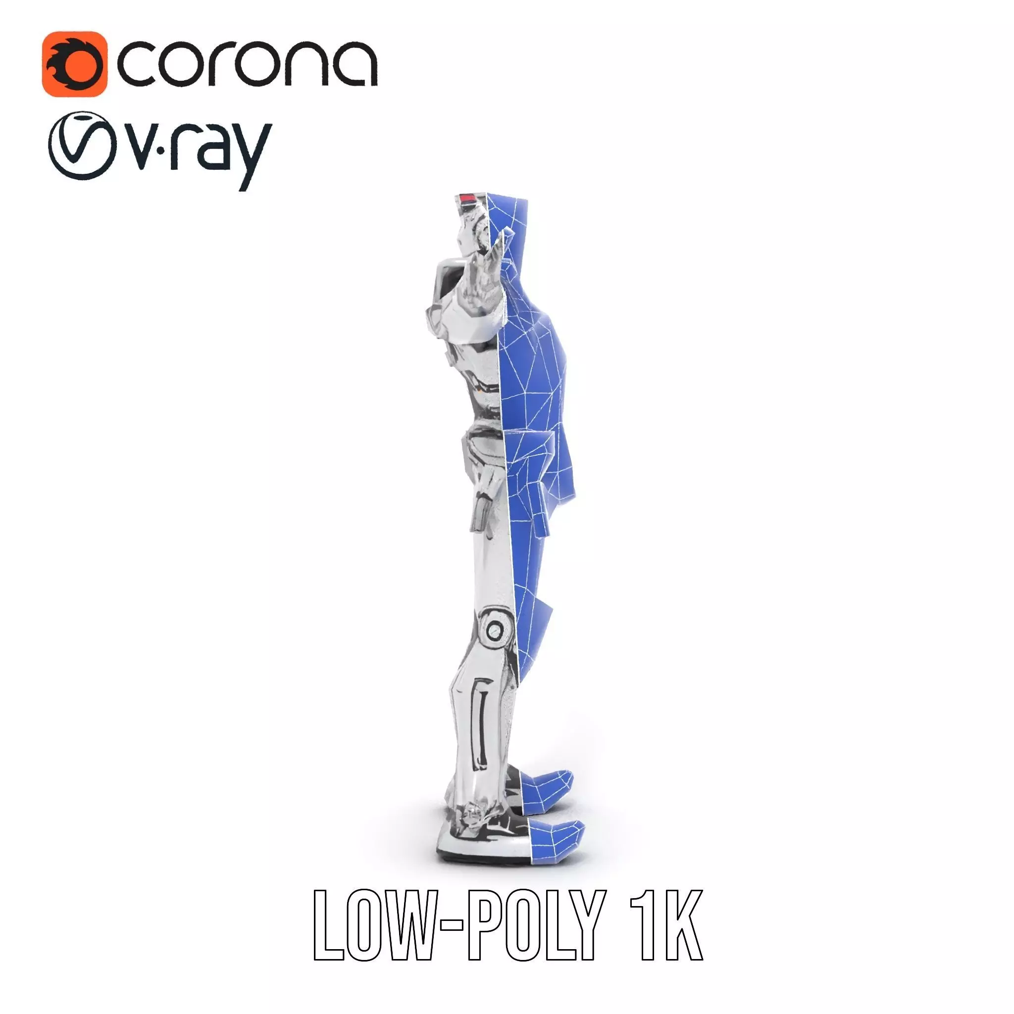 Futuristic Armored Robot model pack Low-poly 3D model_27