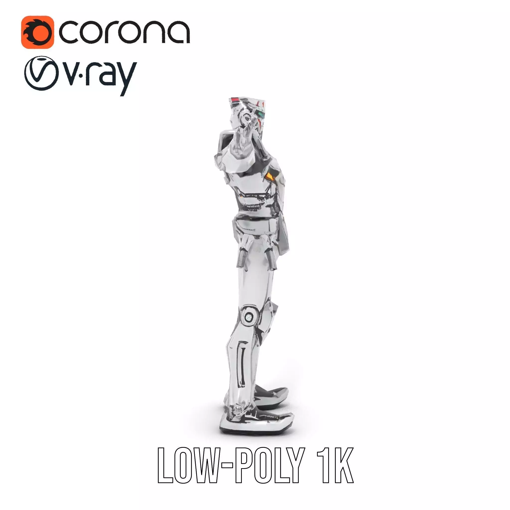 Futuristic Armored Robot model pack Low-poly 3D model_19