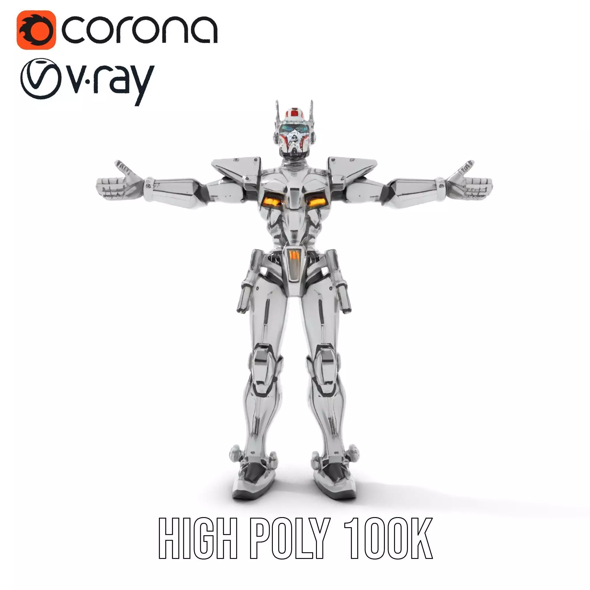 Futuristic Armored Robot model pack Low-poly 3D model_20