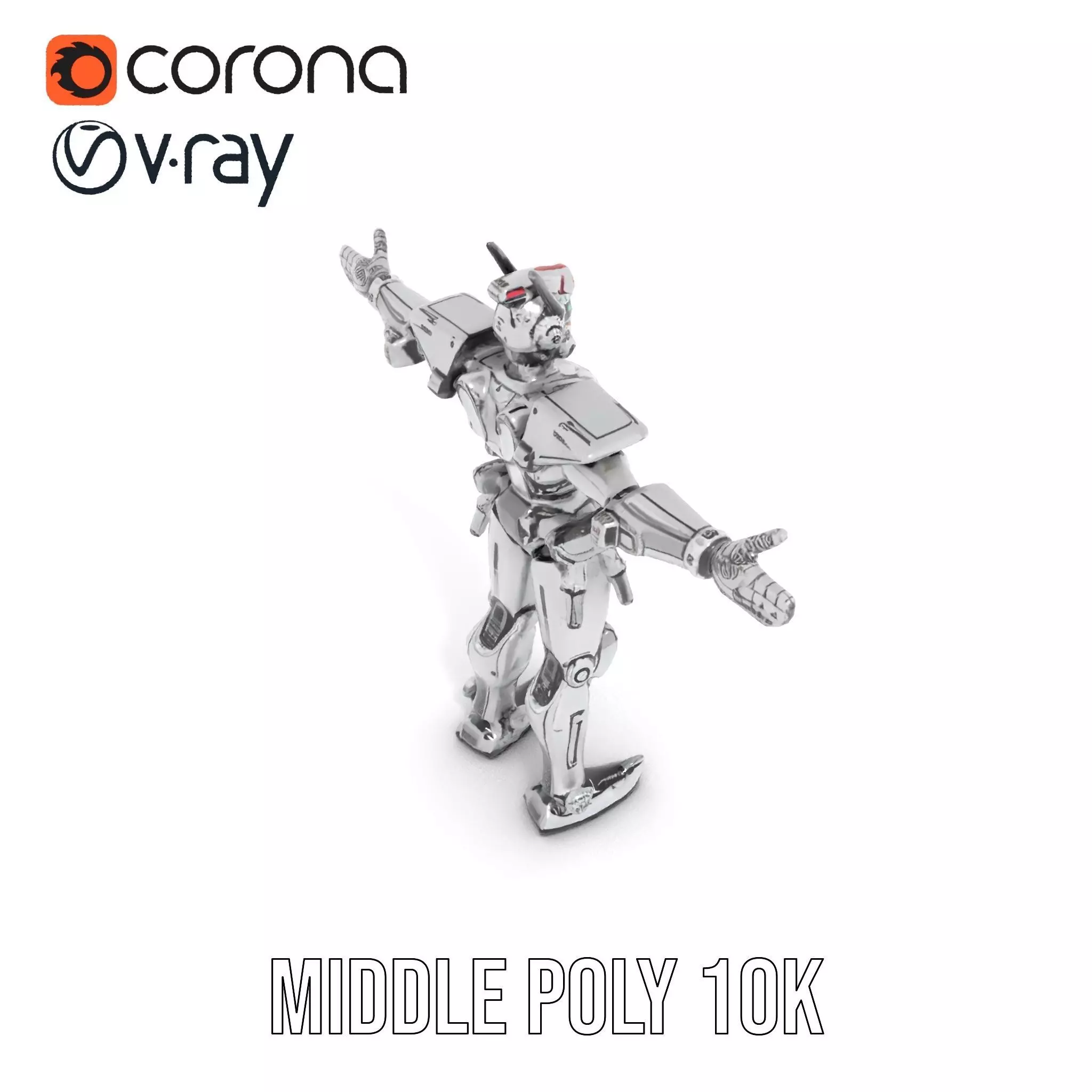 Futuristic Armored Robot model pack Low-poly 3D model_12