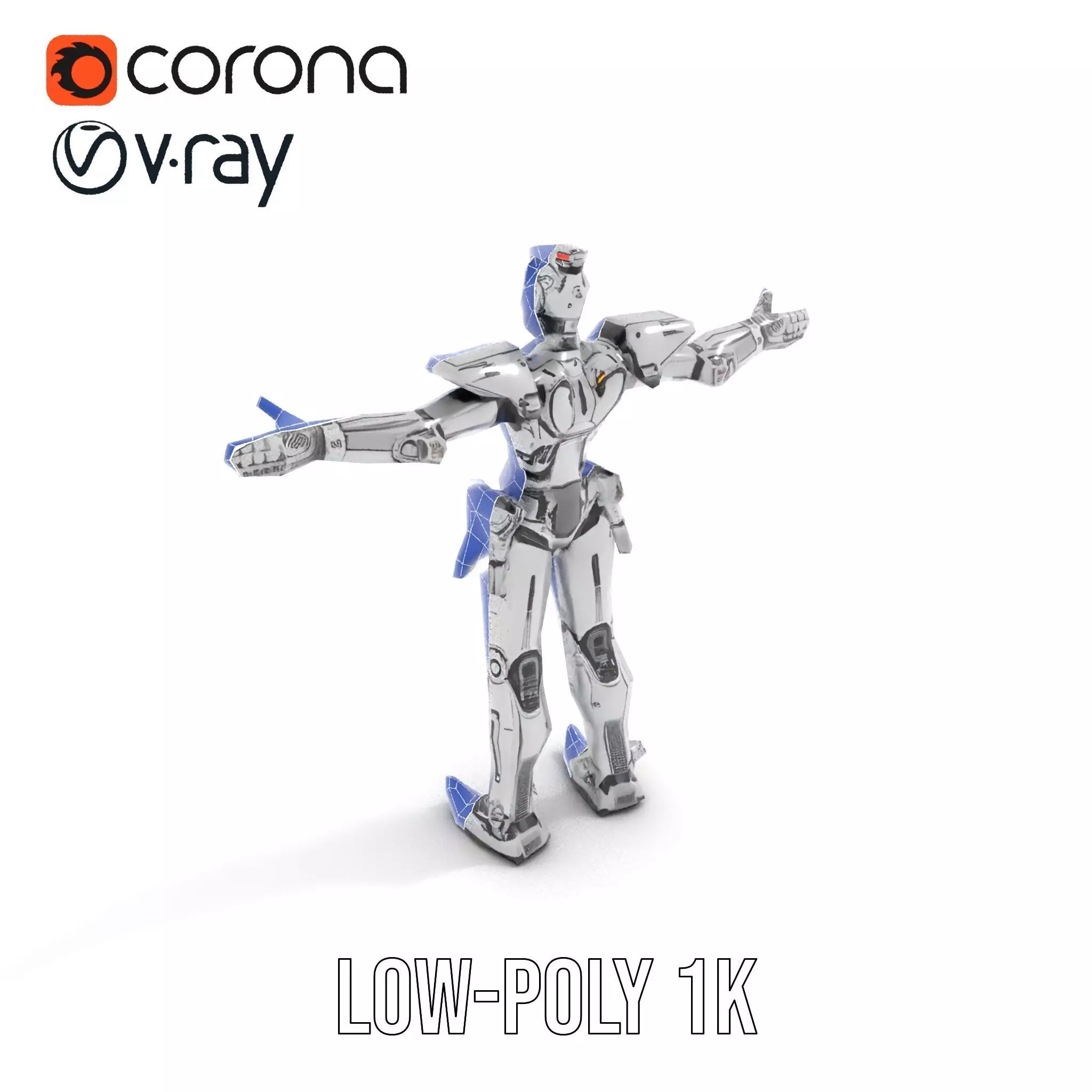 Futuristic Armored Robot model pack Low-poly 3D model_16