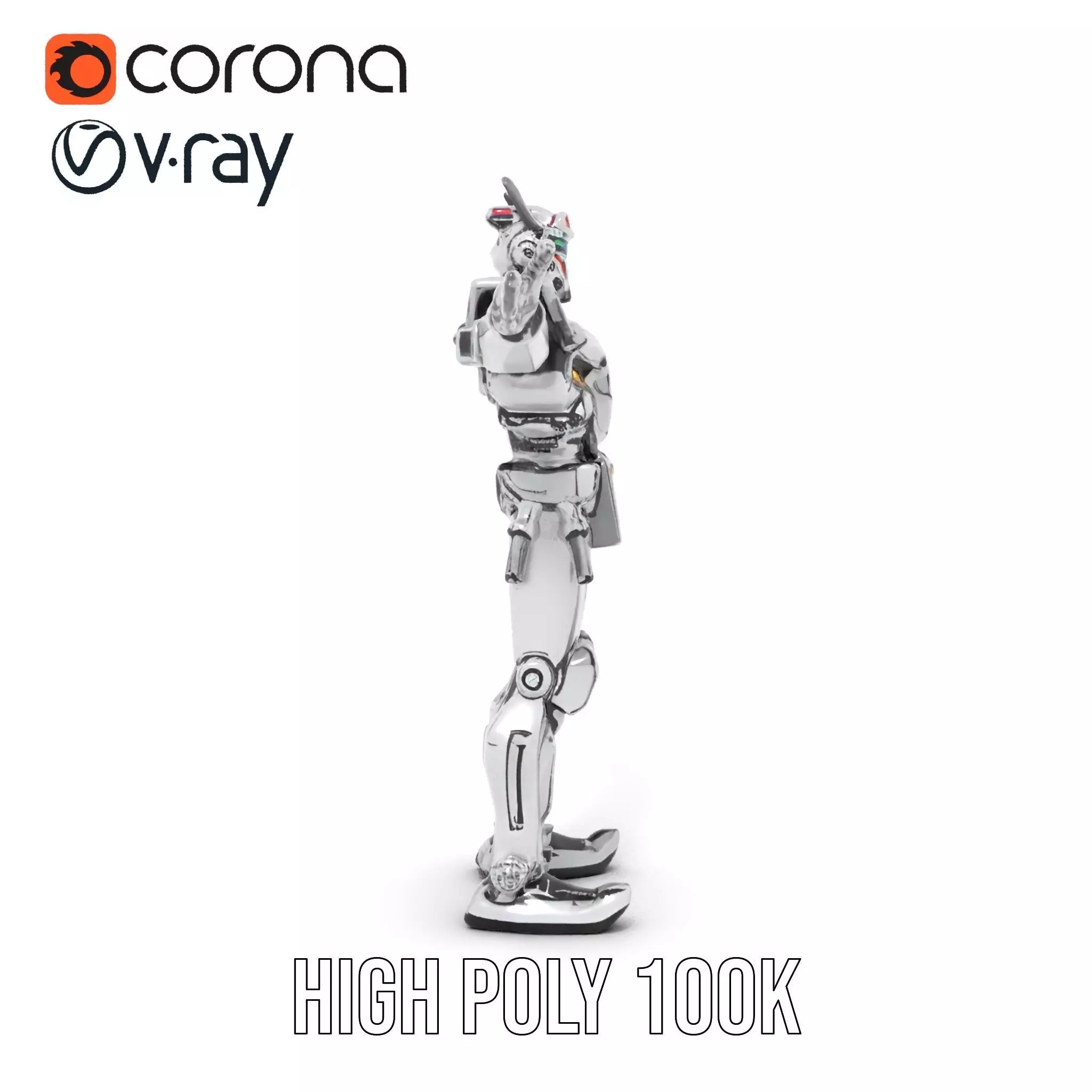 Futuristic Armored Robot model pack Low-poly 3D model_23